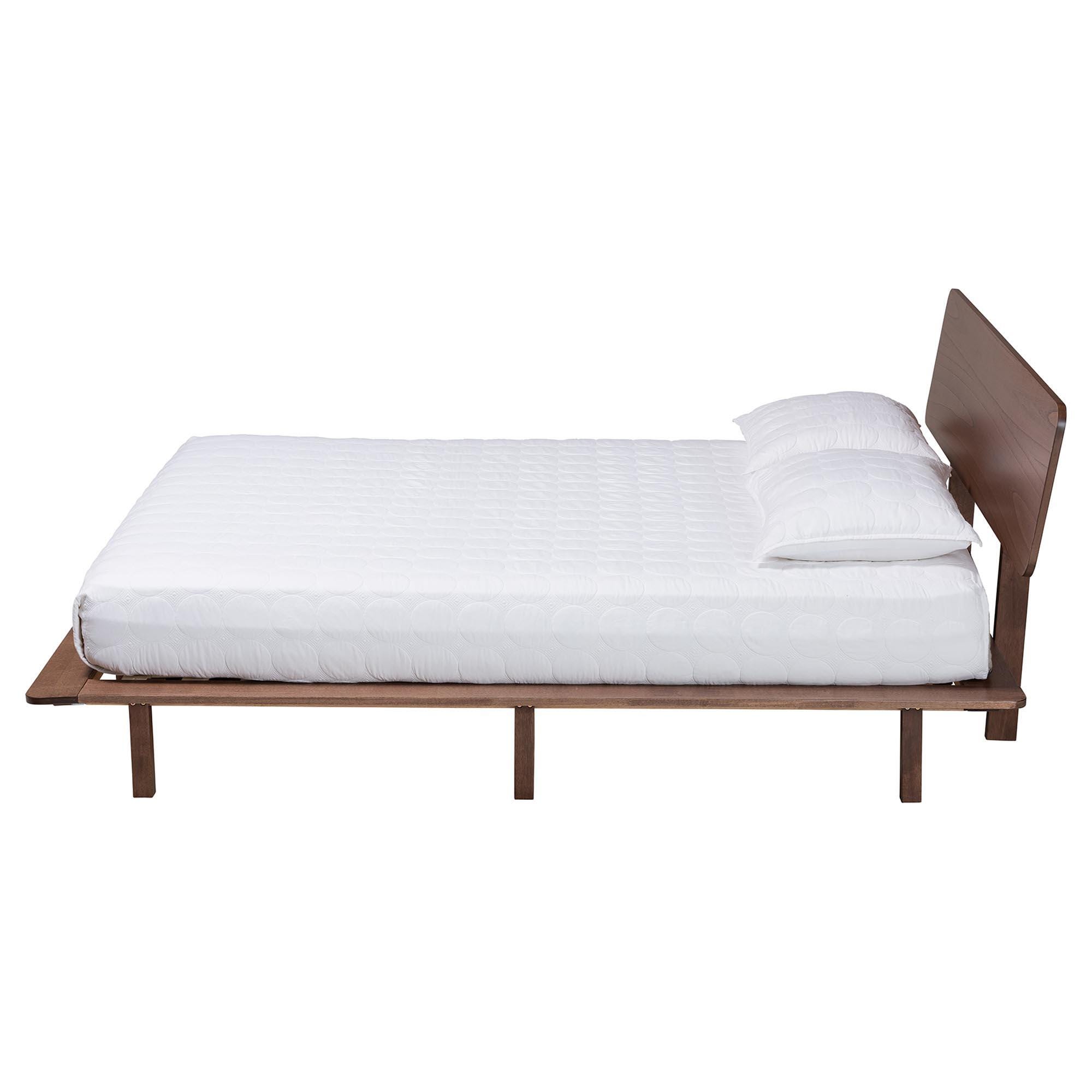 Baxton Studio Alyssa Queen Panel Platform Bed, Walnut Brown, large