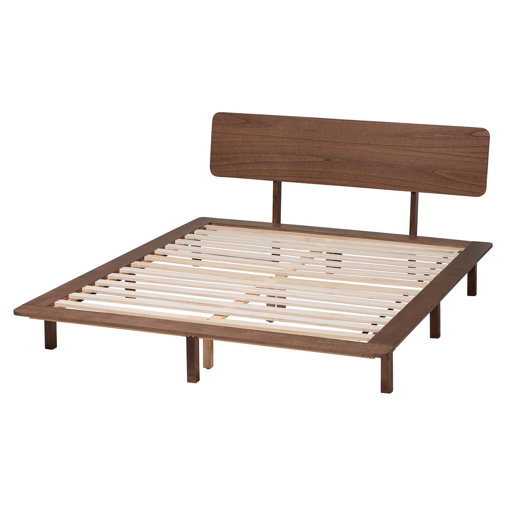 Baxton Studio Alyssa Queen Panel Platform Bed, Walnut Brown, large