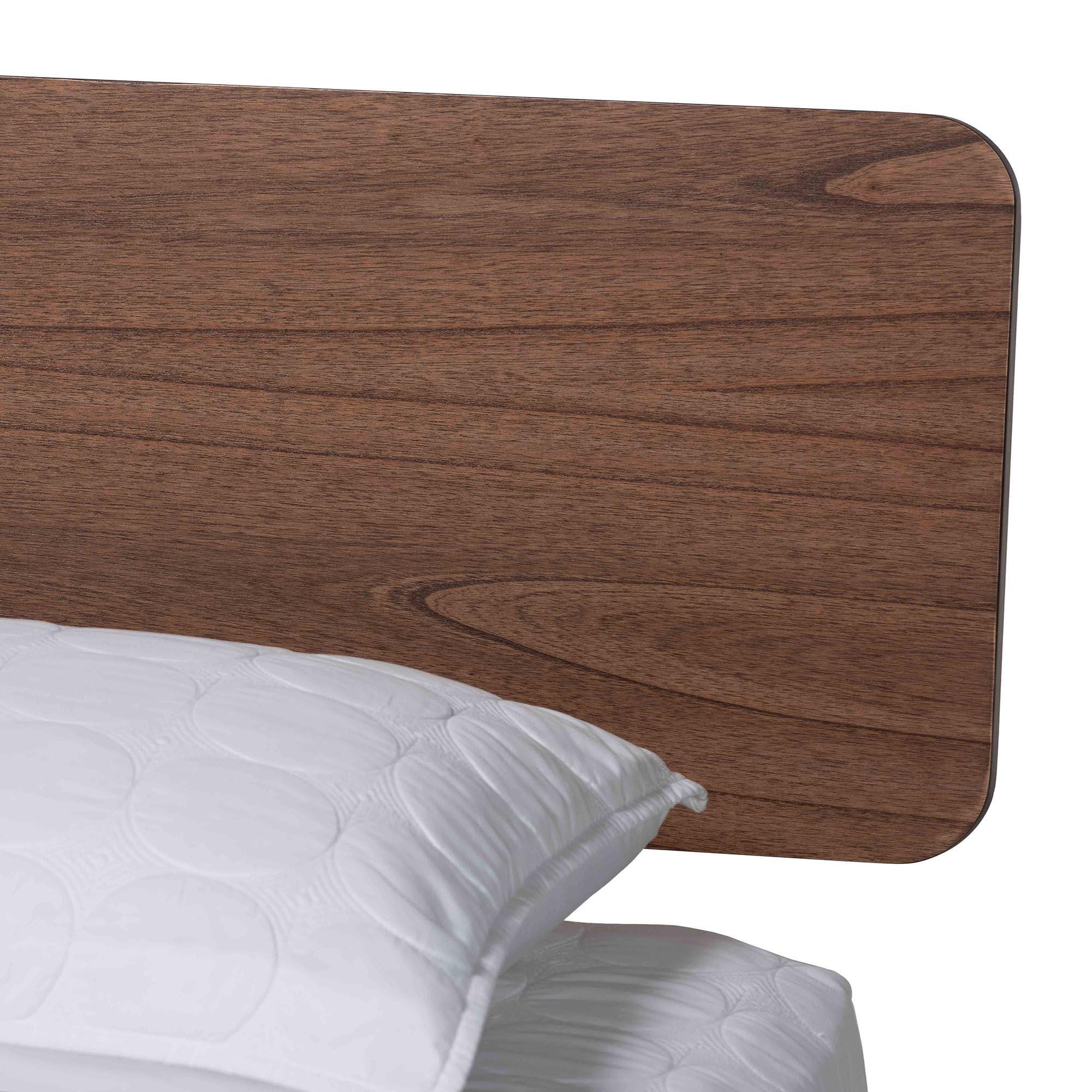 Baxton Studio Alyssa Queen Panel Platform Bed, Walnut Brown, large
