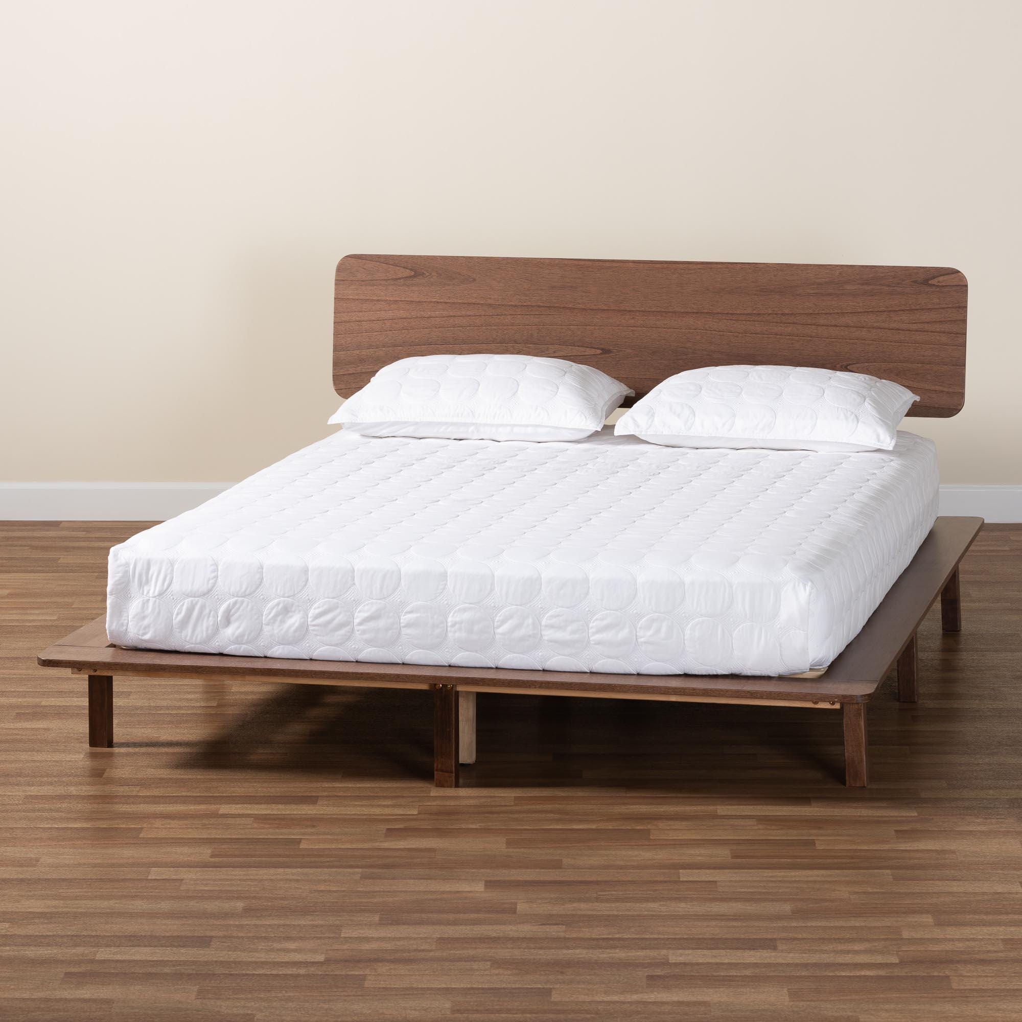 Baxton Studio Alyssa Queen Panel Platform Bed, Walnut Brown, large
