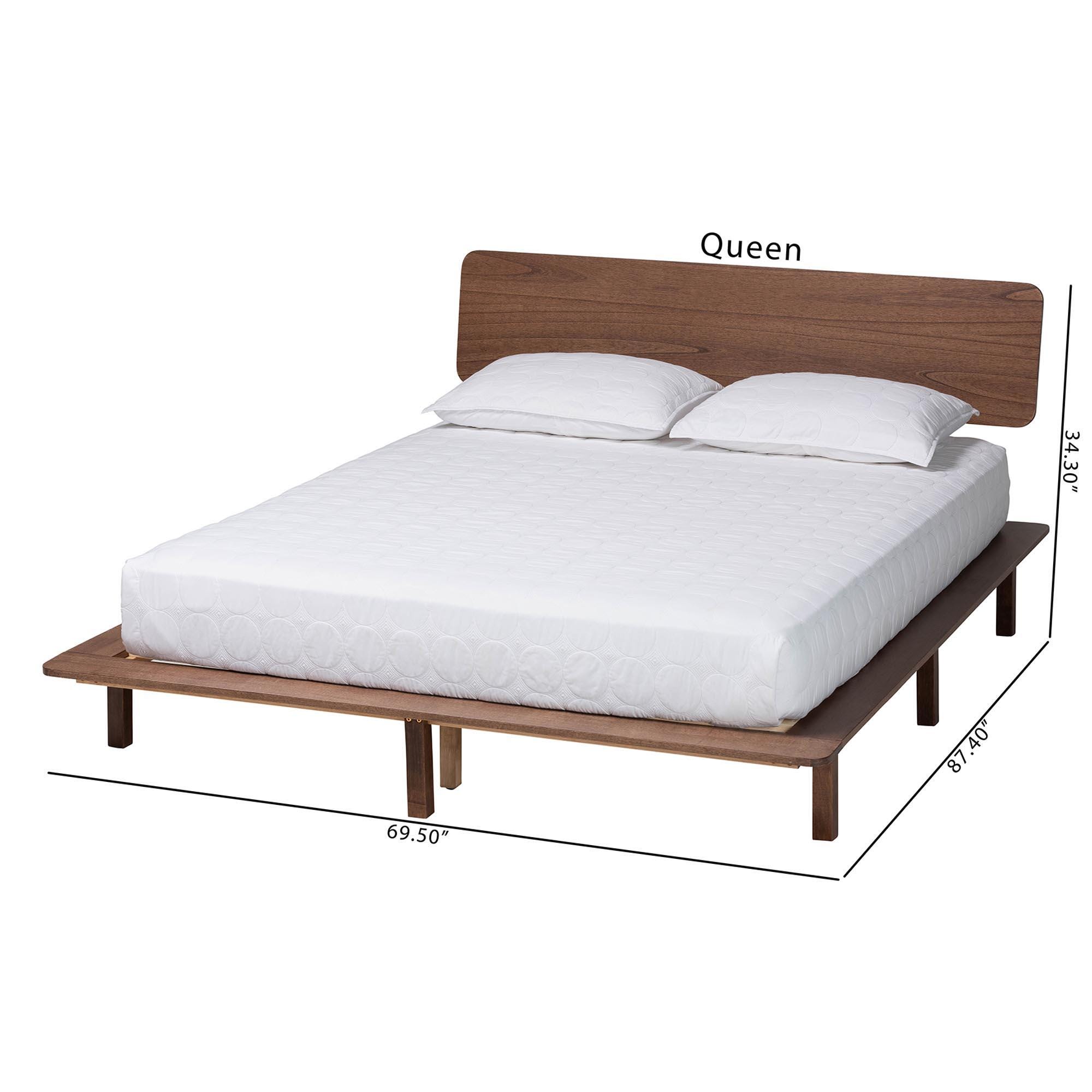 Baxton Studio Alyssa Queen Panel Platform Bed, Walnut Brown, large