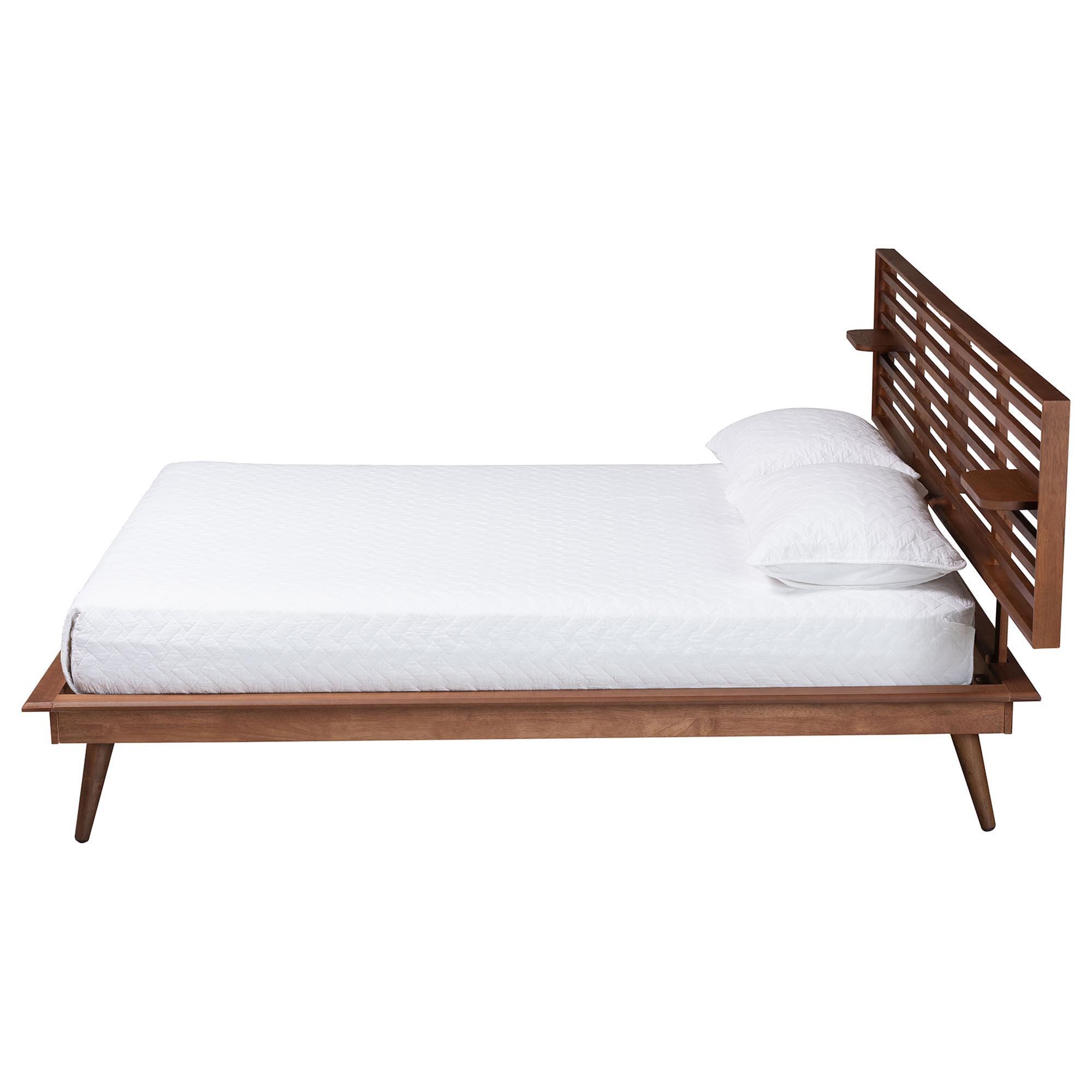 Baxton Studio Elvina Queen Panel Platform Bed, Ash Walnut, large