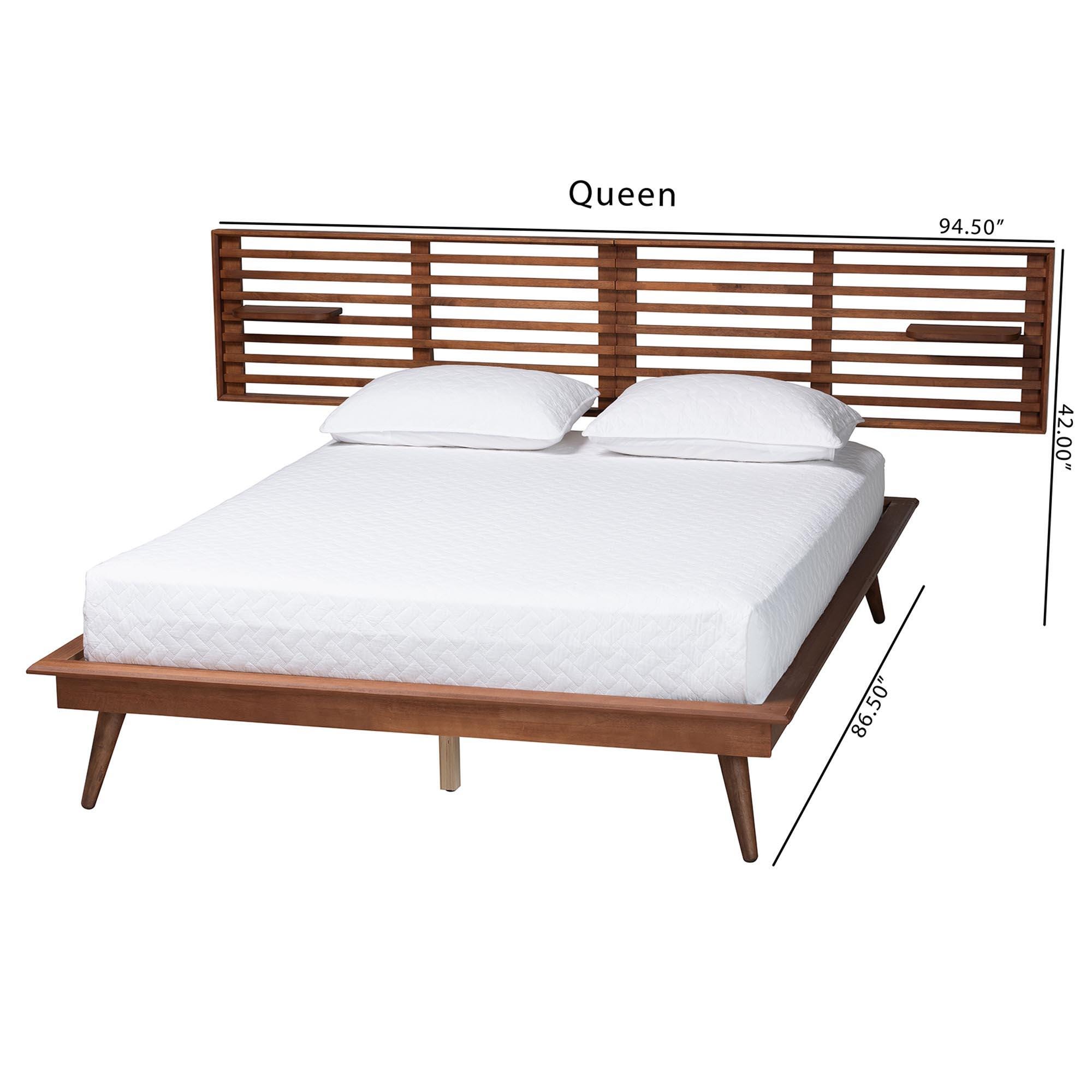 Baxton Studio Elvina Queen Panel Platform Bed, Ash Walnut, large
