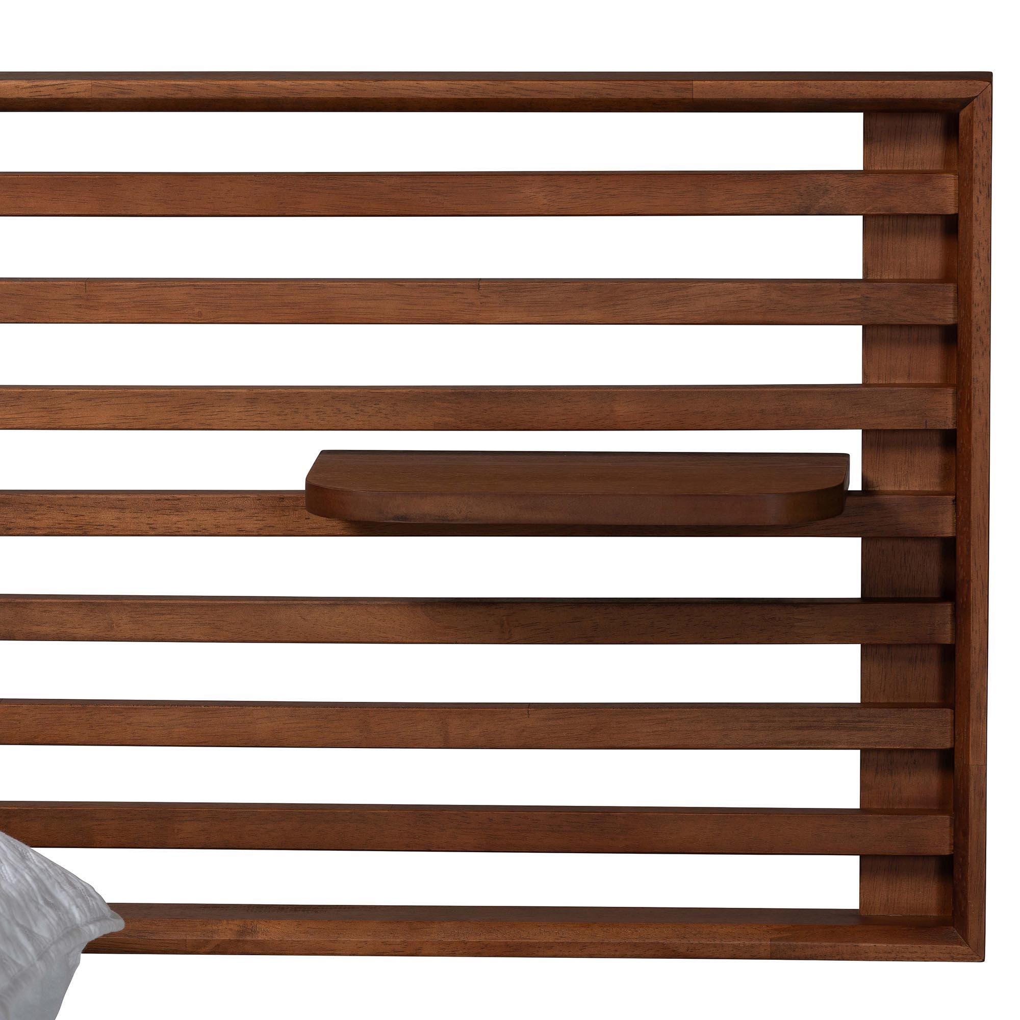 Baxton Studio Elvina King Panel Platform Bed, Ash Walnut, large
