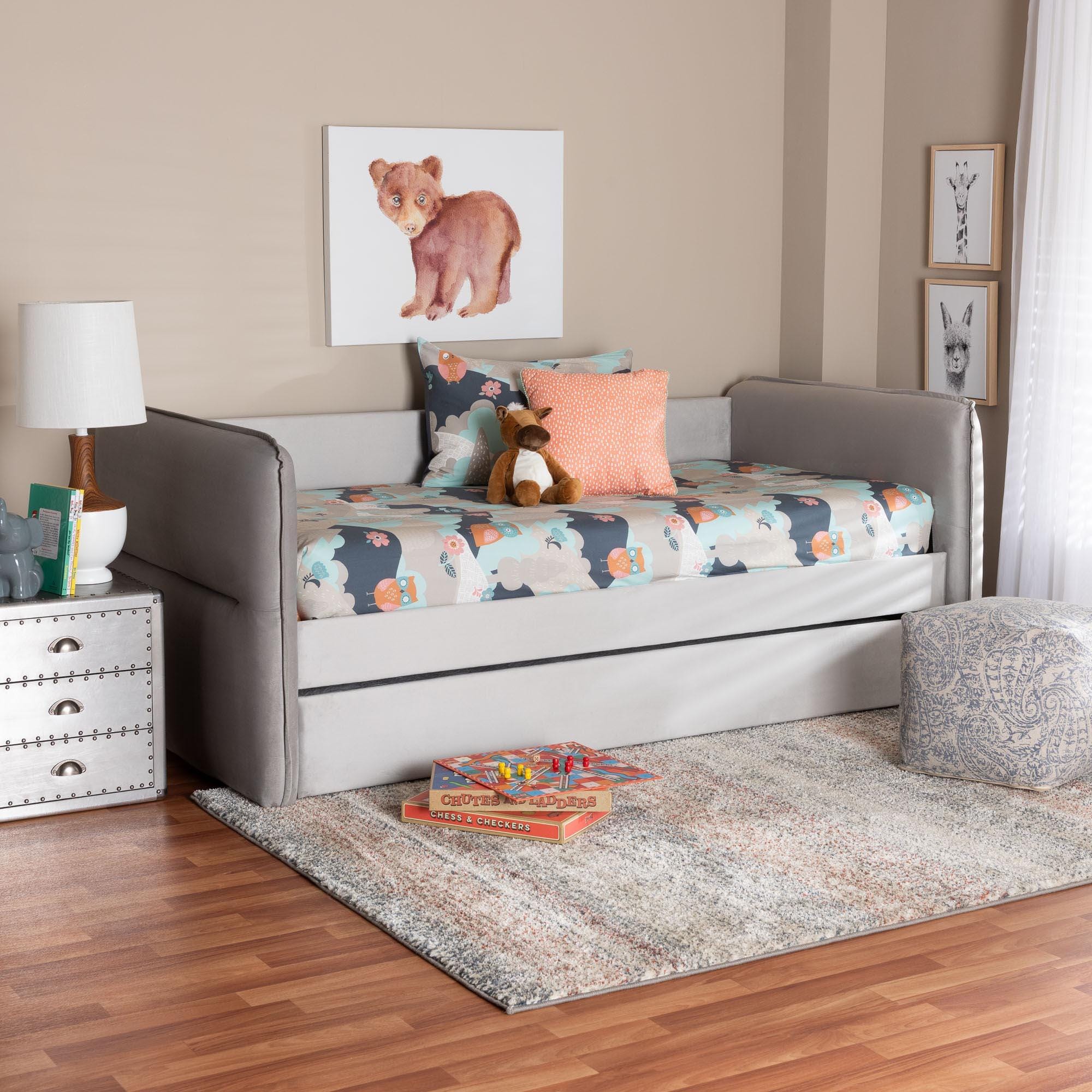 Baxton Studio Finch Twin Daybed with Trundle, , rollover