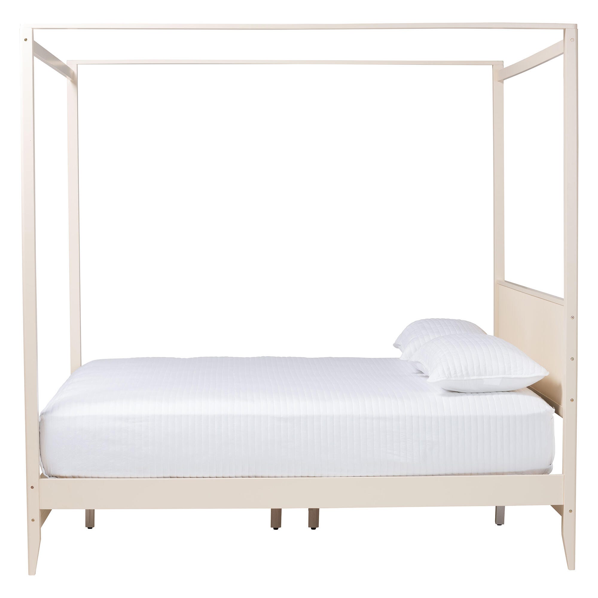 Baxton Studio Primrose King Canopy Bed, Ivory, large