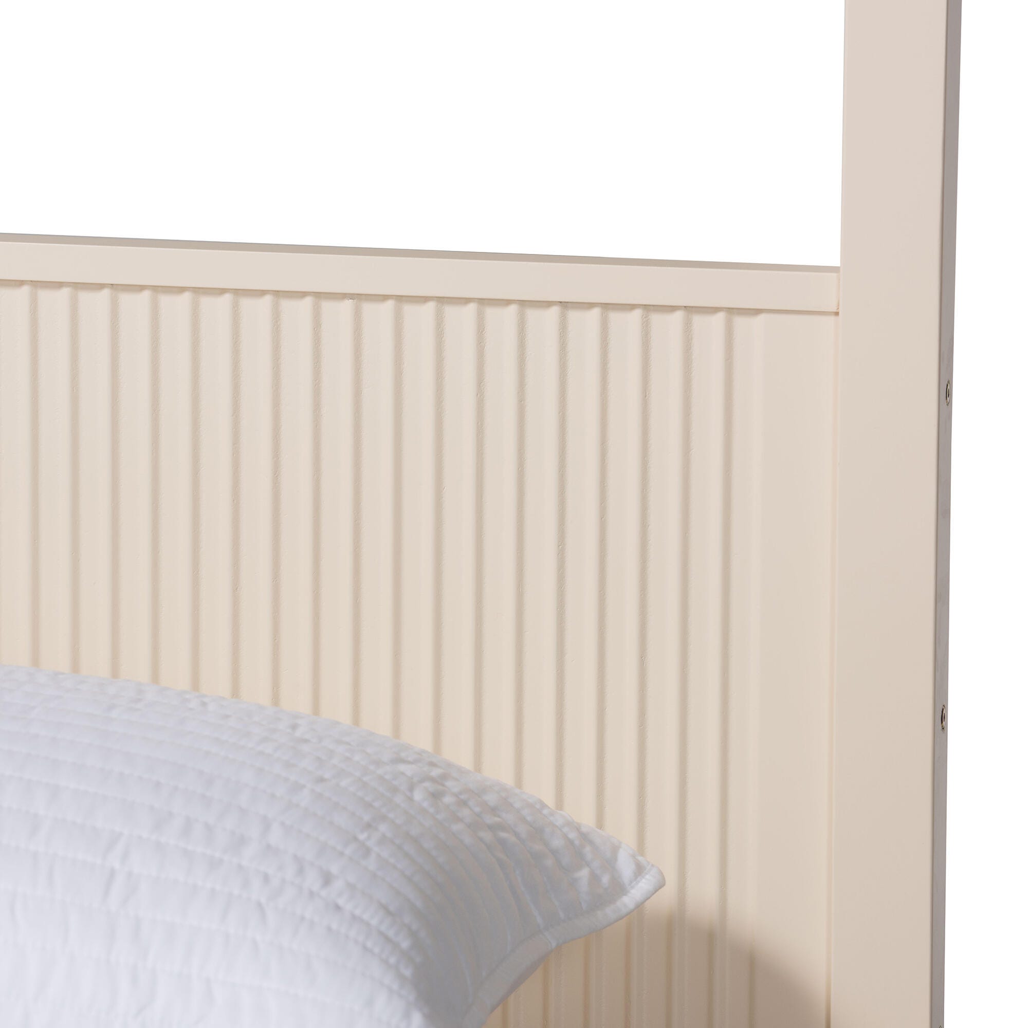 Baxton Studio Primrose King Canopy Bed, Ivory, large