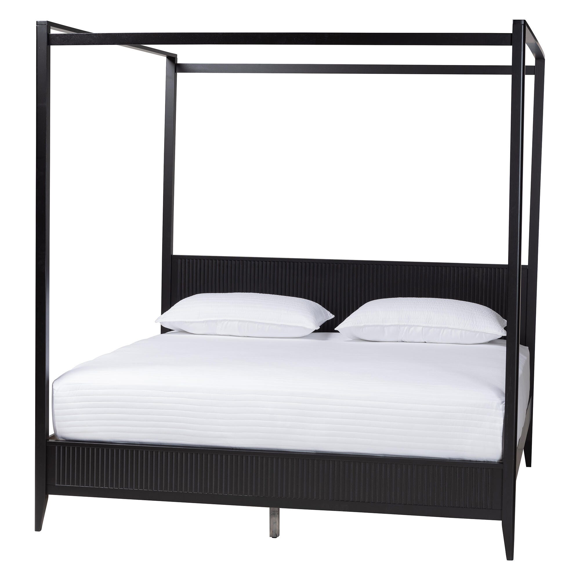 Baxton Studio Primrose King Canopy Bed, Black, large
