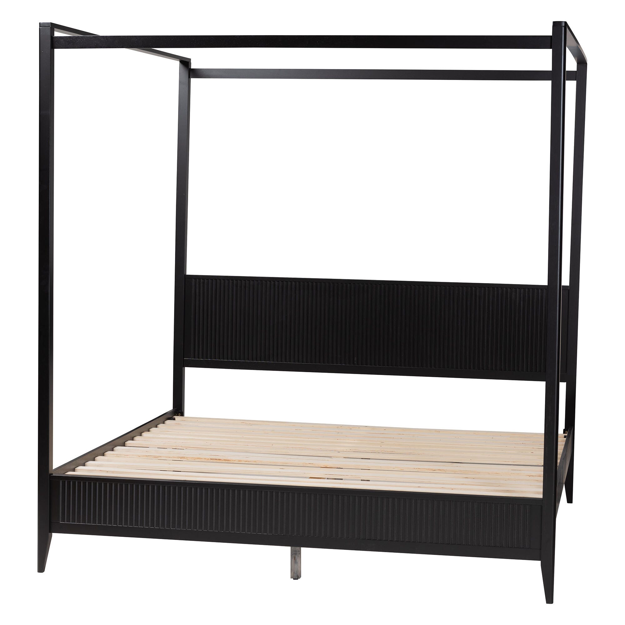 Baxton Studio Primrose King Canopy Bed, Black, large