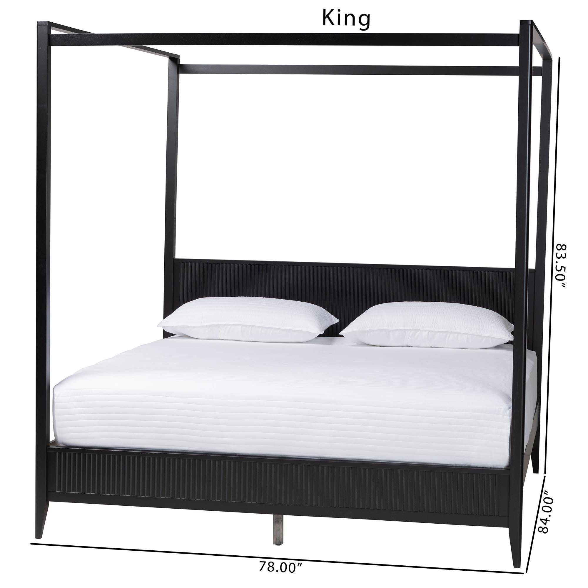 Baxton Studio Primrose King Canopy Bed, Black, large