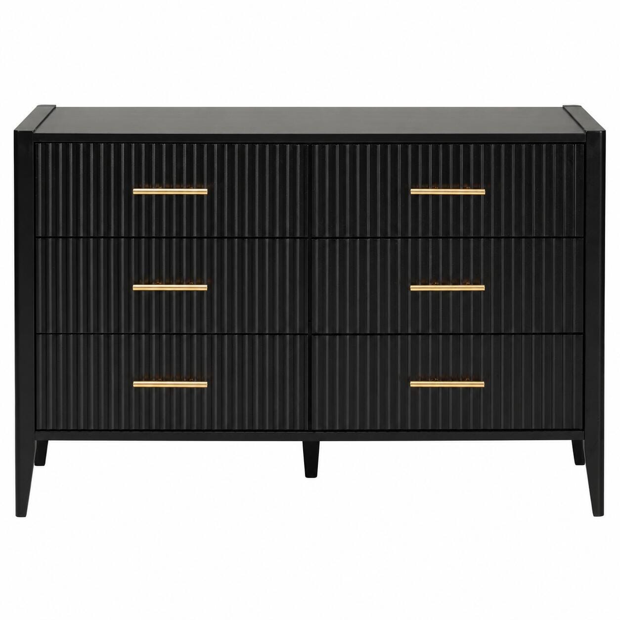 Baxton Studio Primrose 6 Drawer Dresser, Black, large