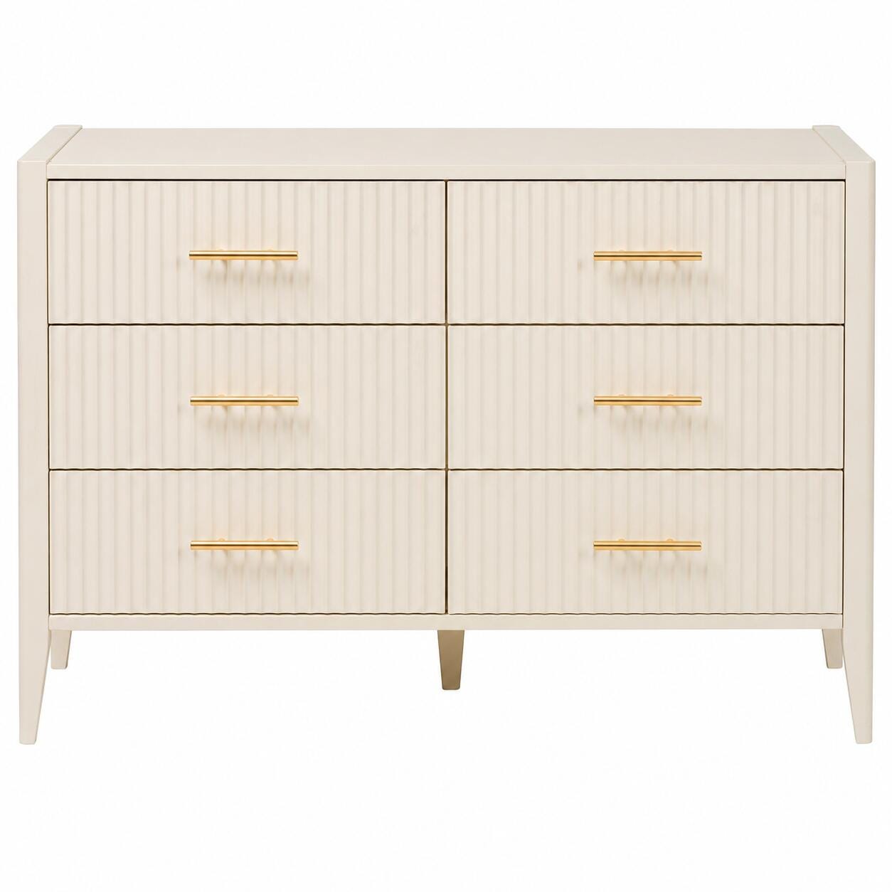 Baxton Studio Primrose 6 Drawer Dresser, Ivory, large
