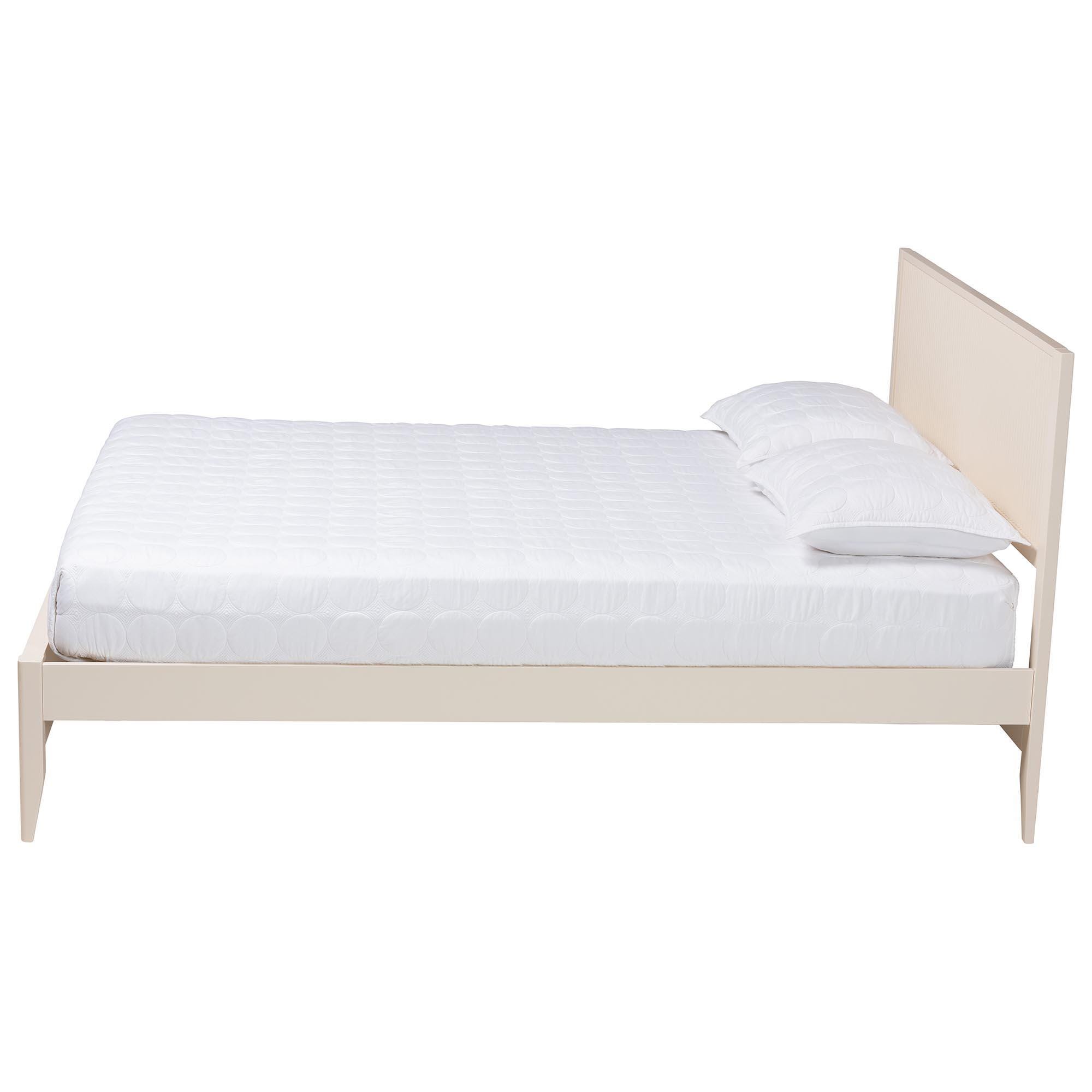 Baxton Studio Primrose King Panel Platform Bed, Ivory, large
