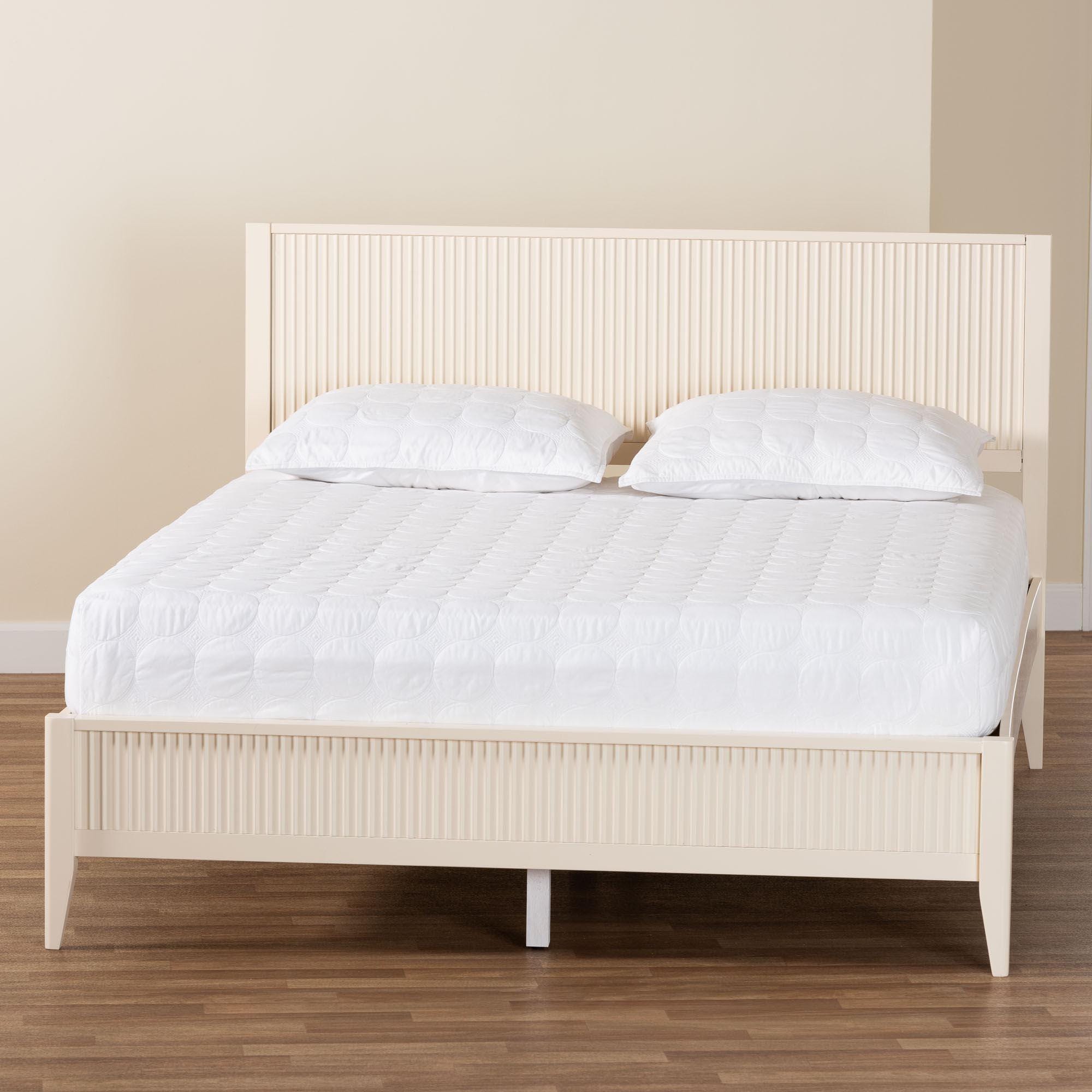 Baxton Studio Primrose Queen Panel Platform Bed, Ivory, large