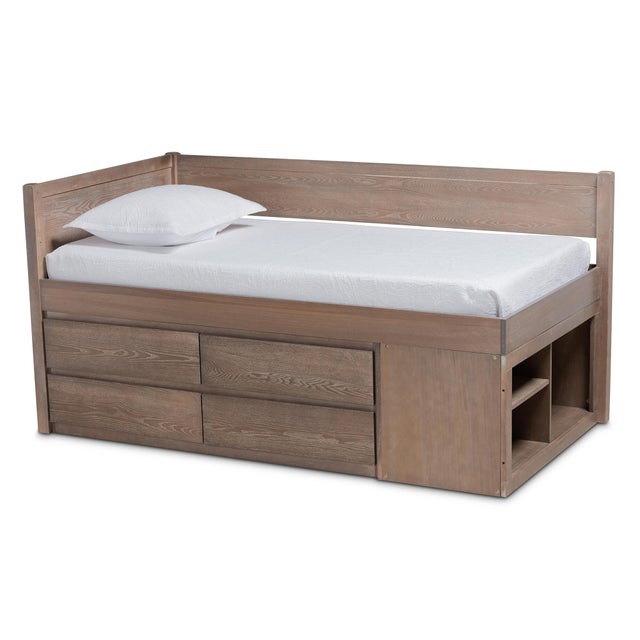 Baxton Studio Levon Wood 4-Drawer Twin Storage Bed