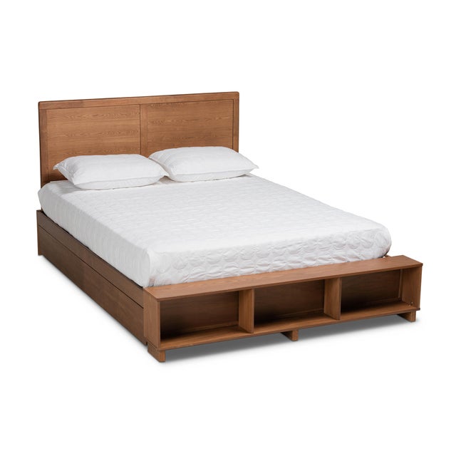 Baxton Studio Tamsin Full 4-Drawer Platform Storage Bed with Built-In Shelves