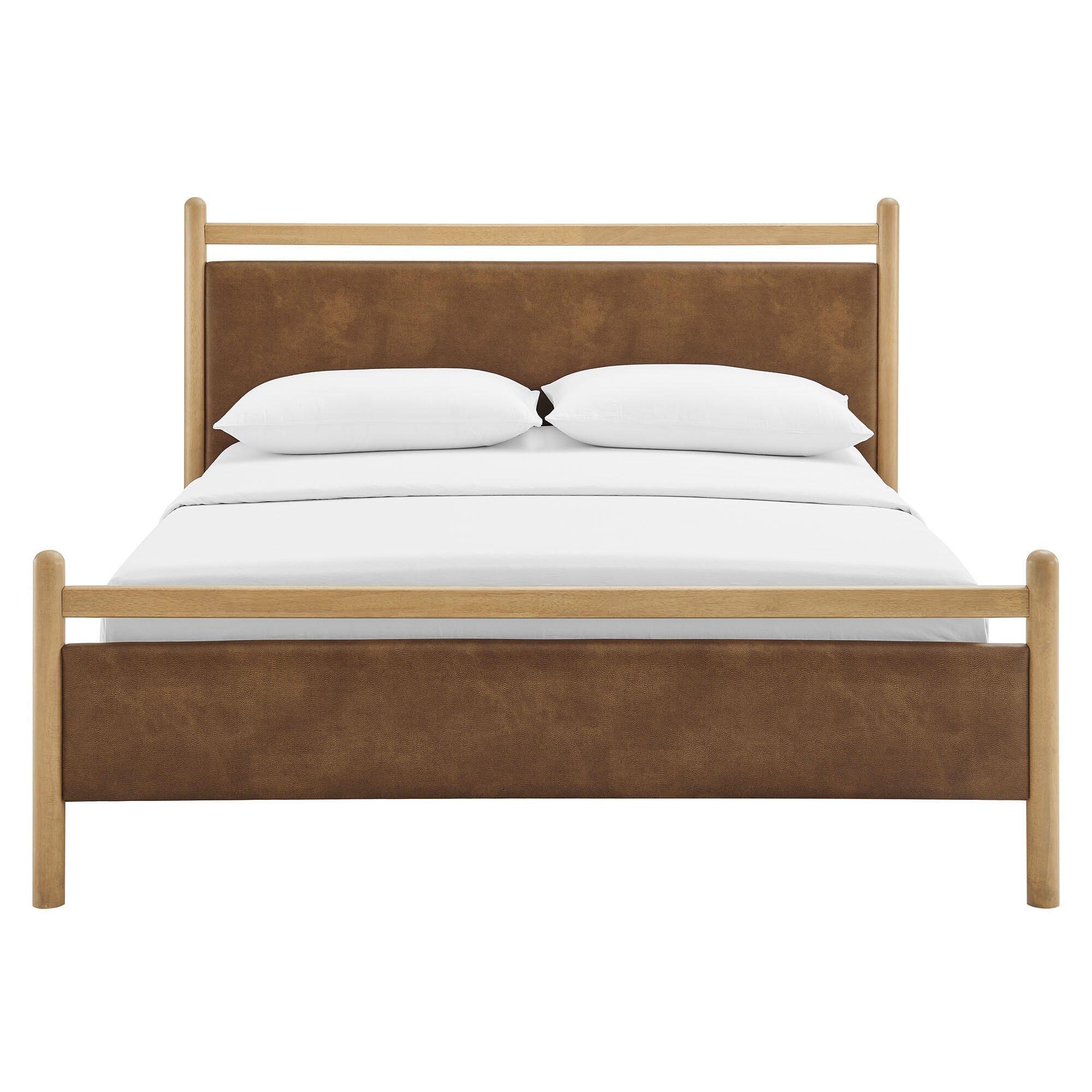 Modway Ginny Solid Queen Platform Bed, Light Oak/Canyon, large