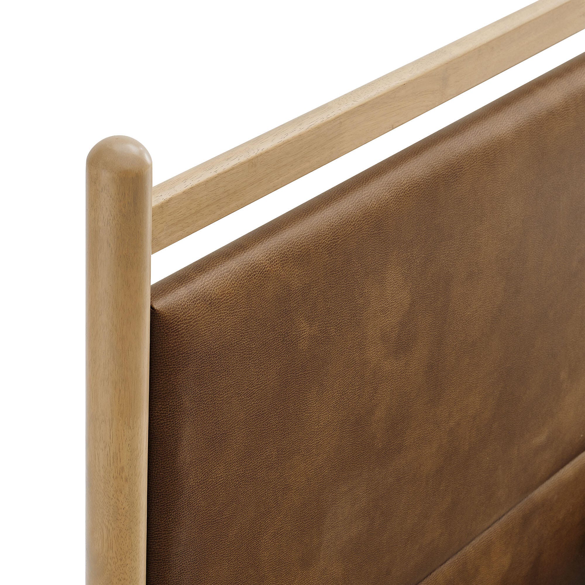 Modway Ginny Solid Queen Platform Bed, Light Oak/Canyon, large