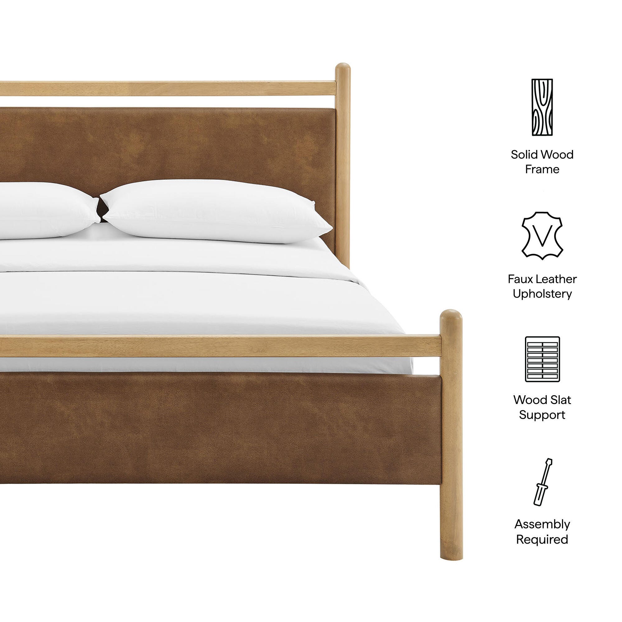 Modway Ginny Solid Queen Platform Bed, Light Oak/Canyon, large