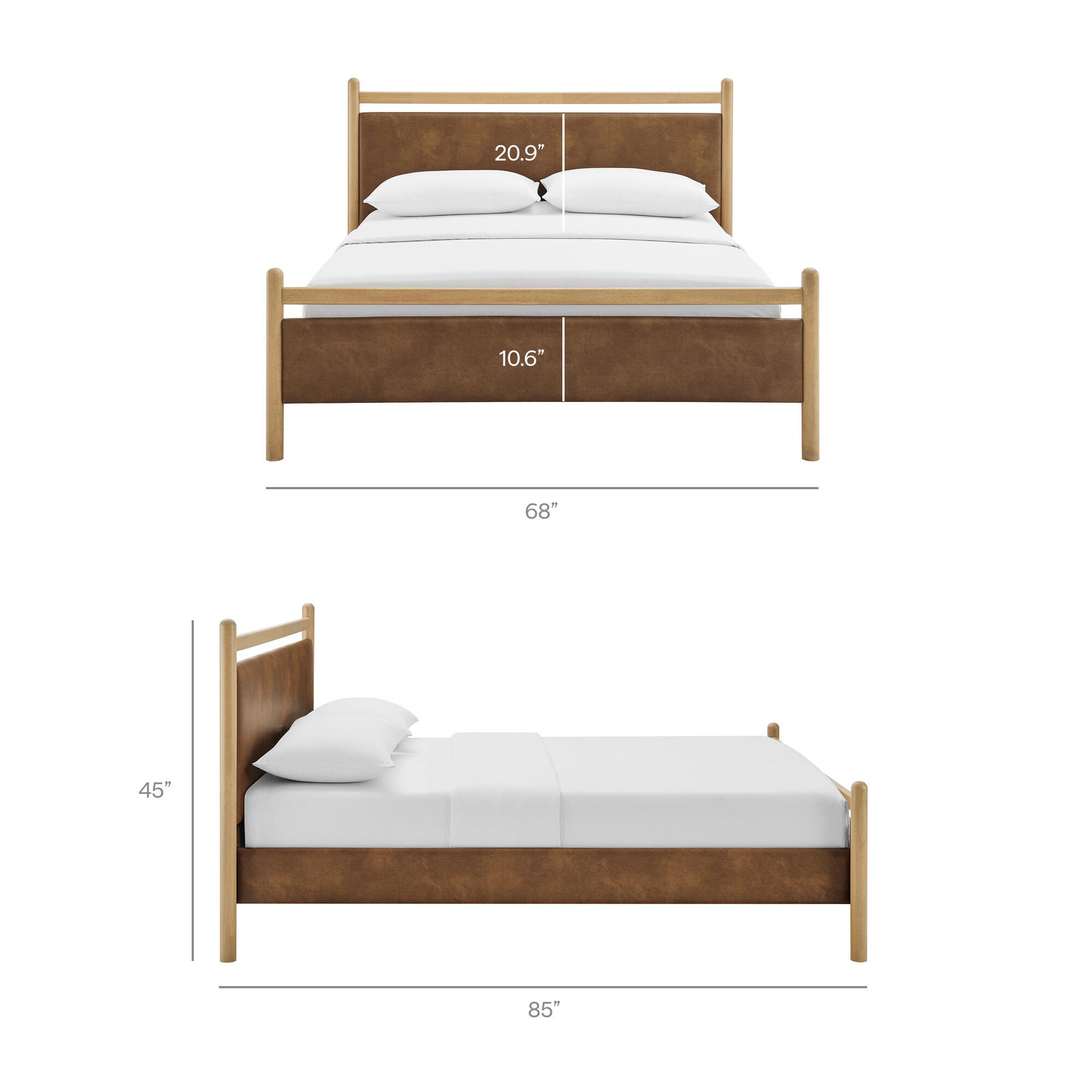 Modway Ginny Solid Queen Platform Bed, Light Oak/Canyon, large