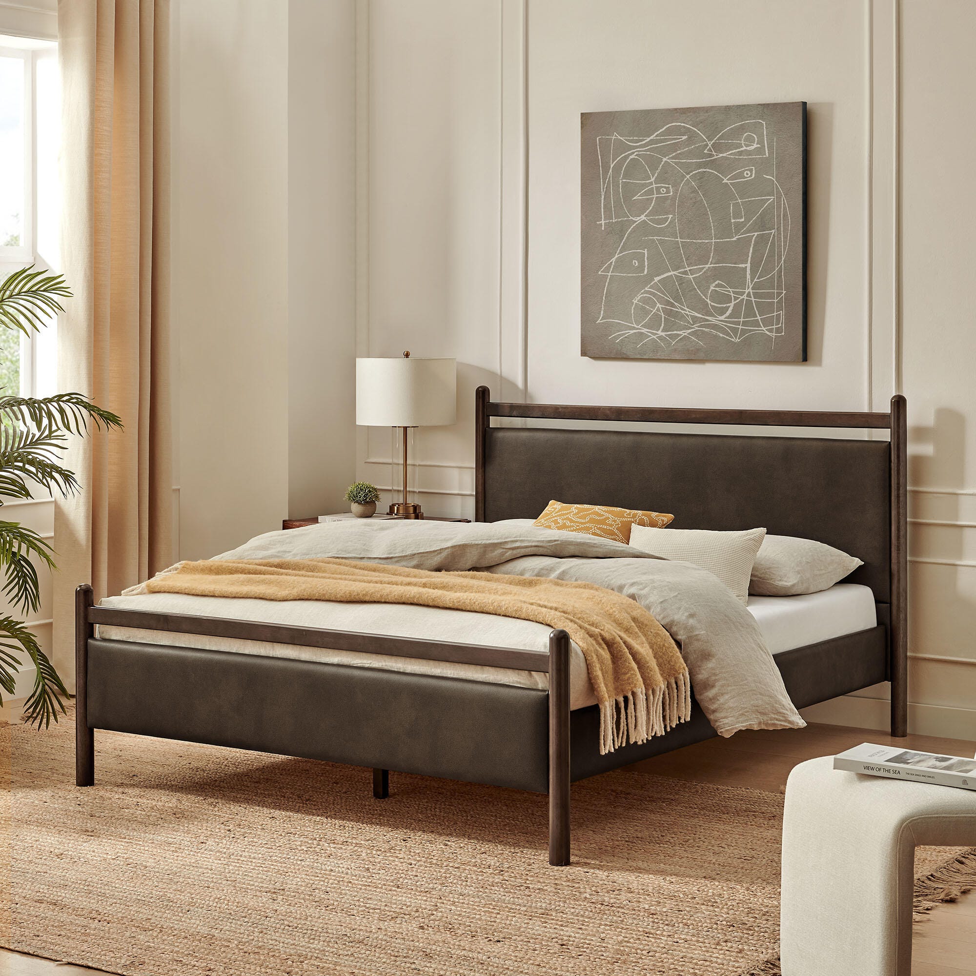 Modway Ginny Solid Queen Platform Bed, Brown, rollover