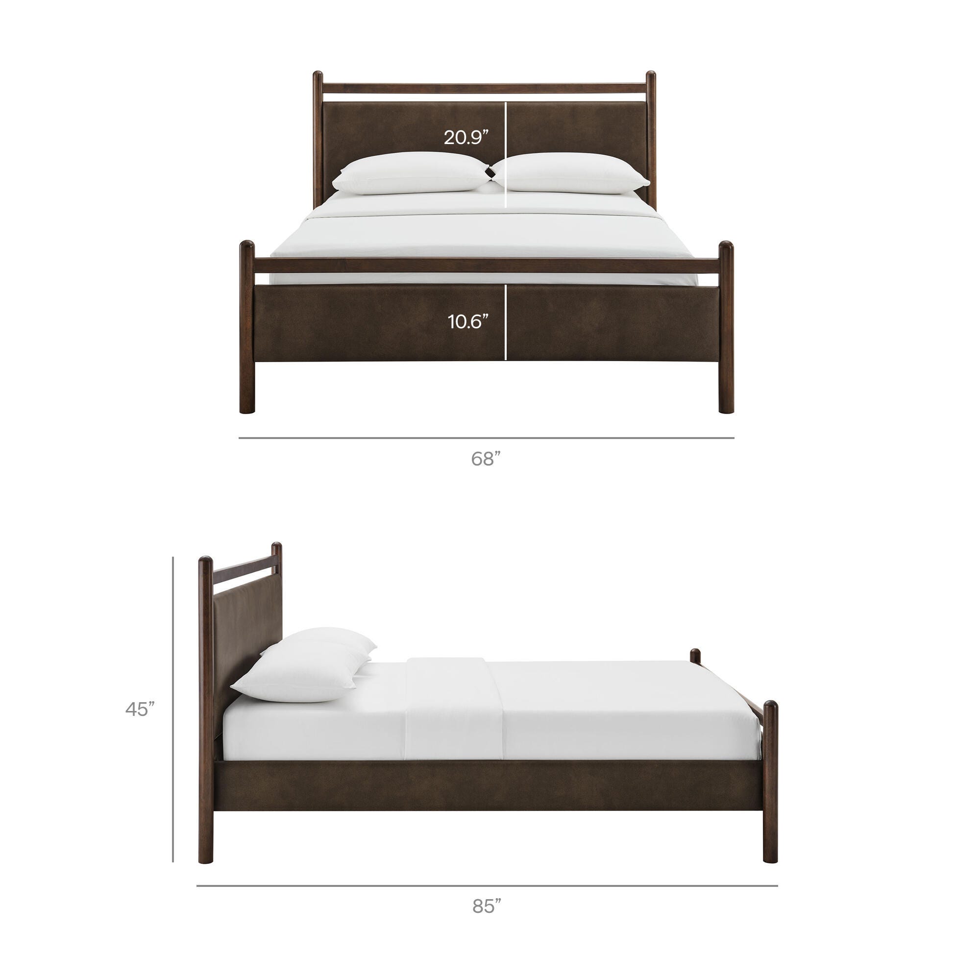 Modway Ginny Solid Queen Platform Bed, Brown, large