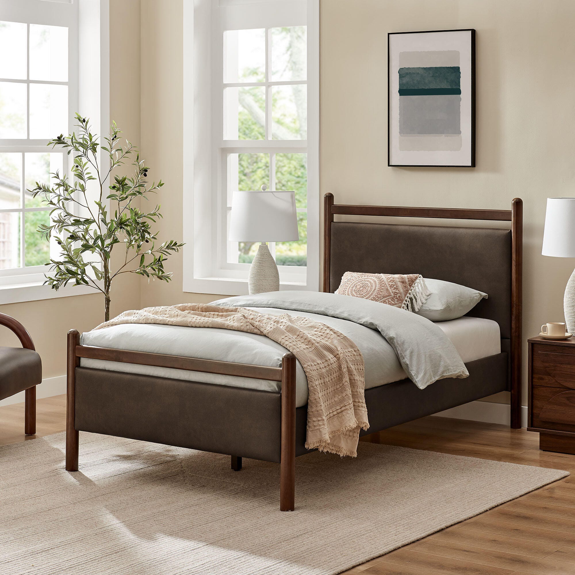 Modway Ginny Solid Twin Platform Bed, Brown, large