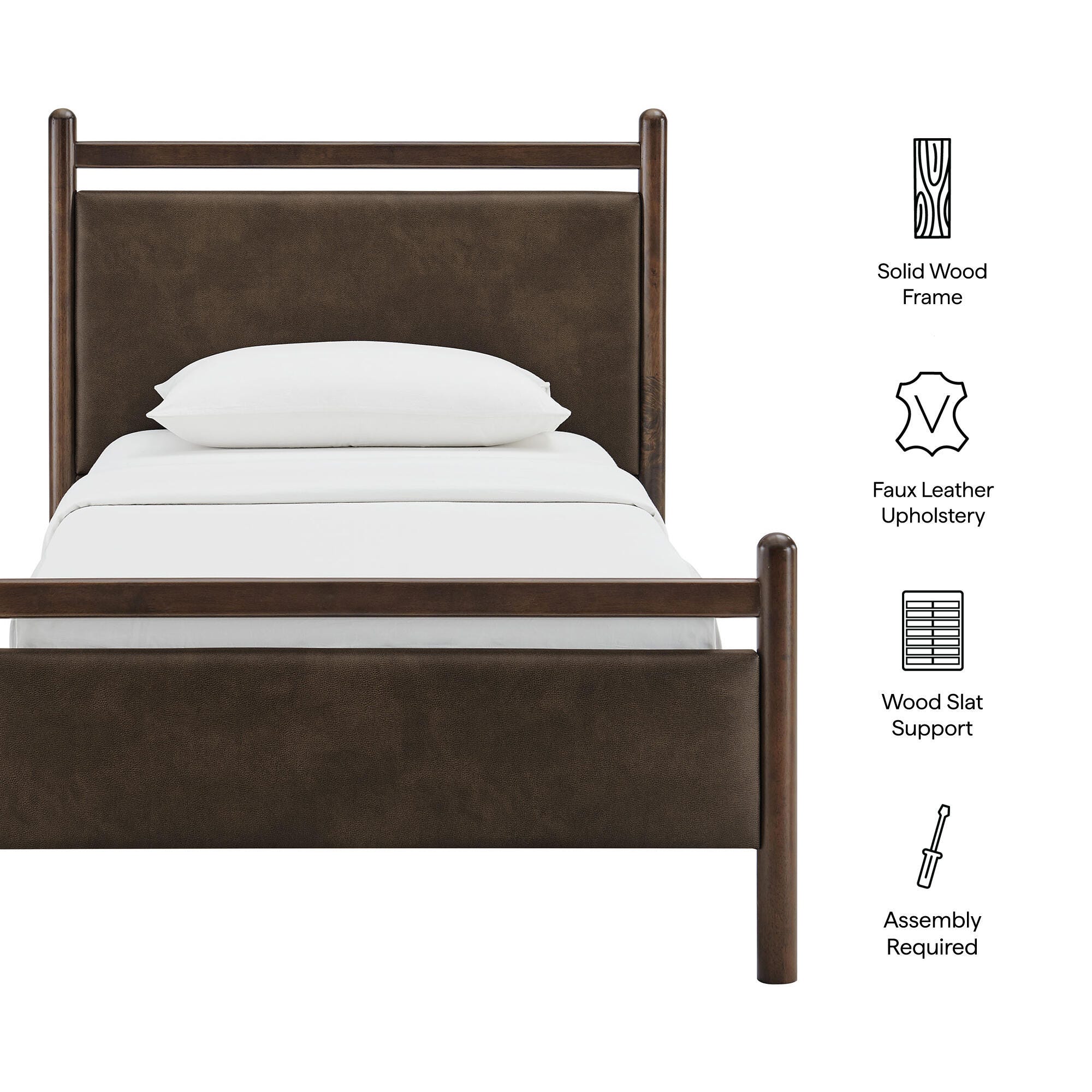 Modway Ginny Solid Twin Platform Bed, Brown, large