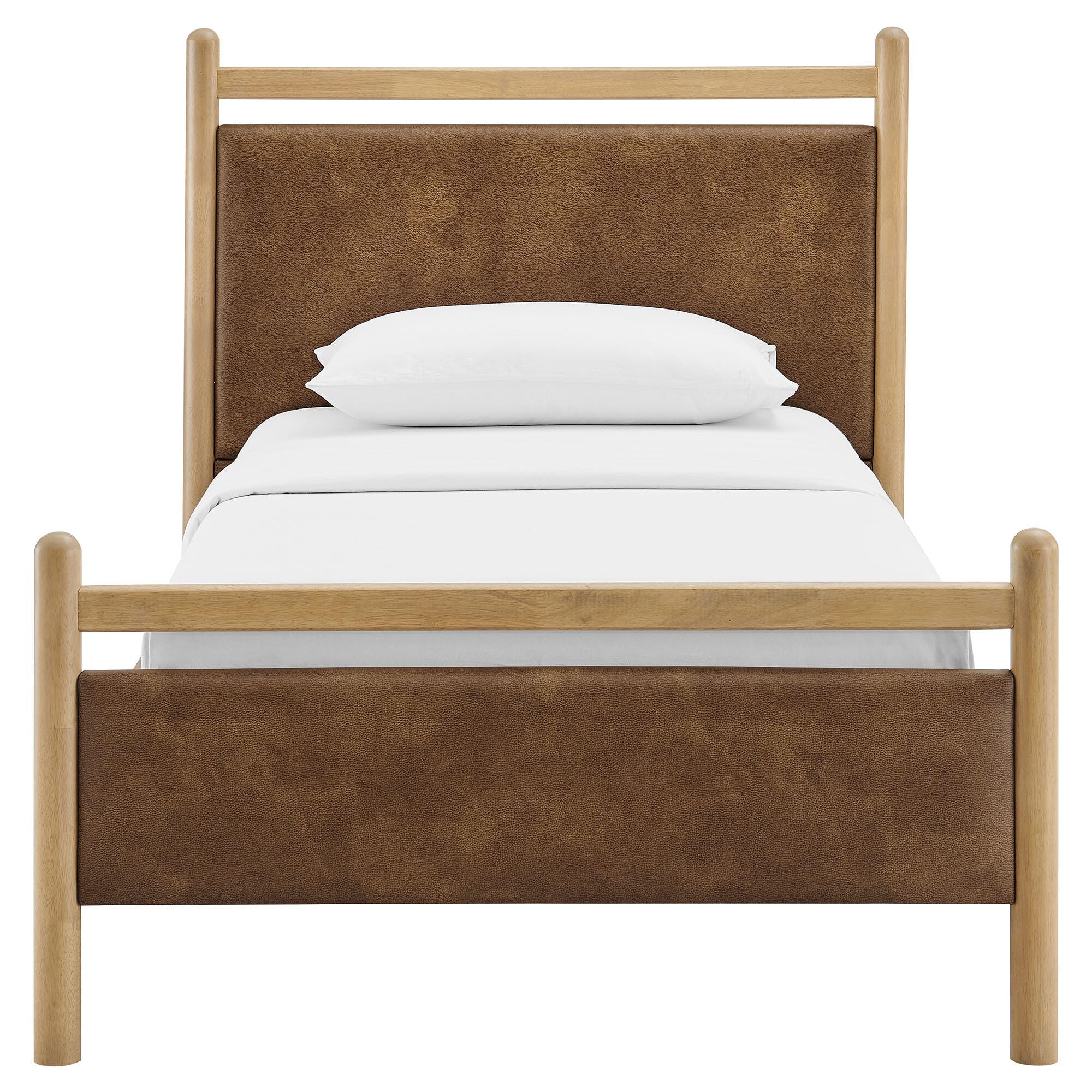Modway Ginny Solid Twin Platform Bed, Light Oak/Canyon, large