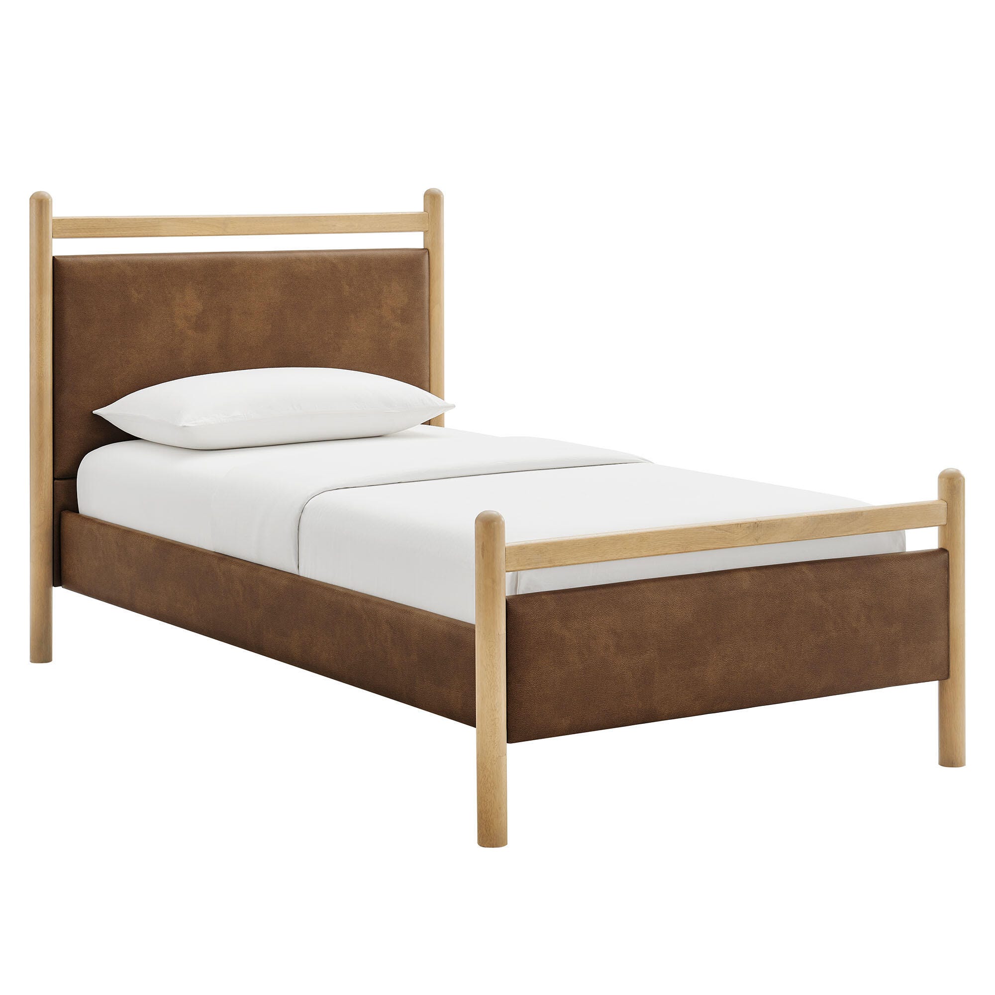 Modway Ginny Solid Twin Platform Bed, Light Oak/Canyon, large