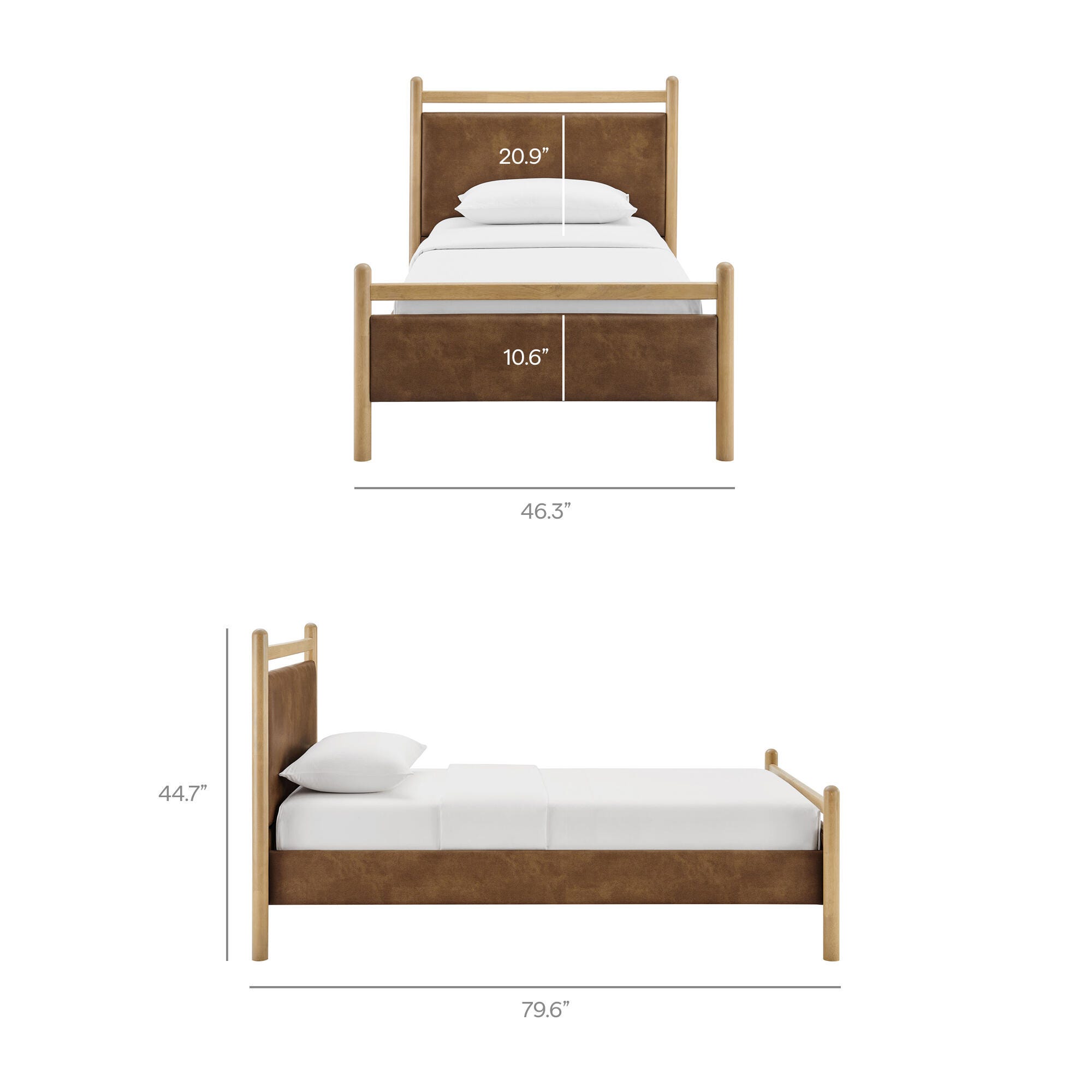 Modway Ginny Solid Twin Platform Bed, Light Oak/Canyon, large