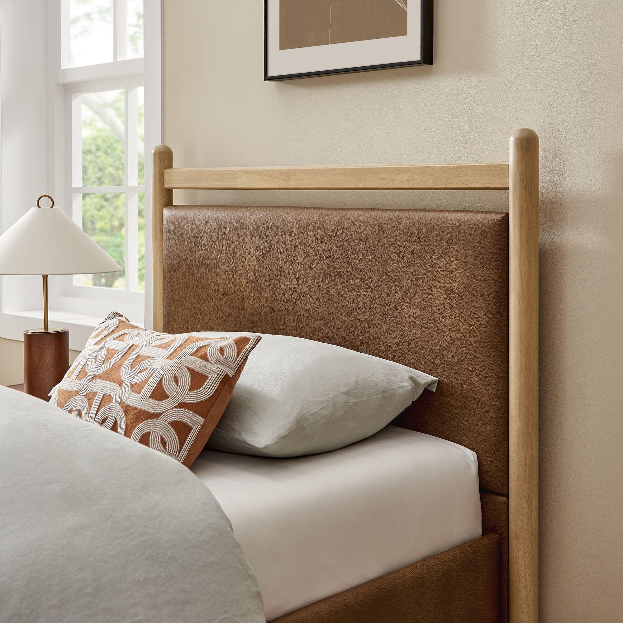 Modway Ginny Solid Twin Platform Bed, Light Oak/Canyon, large