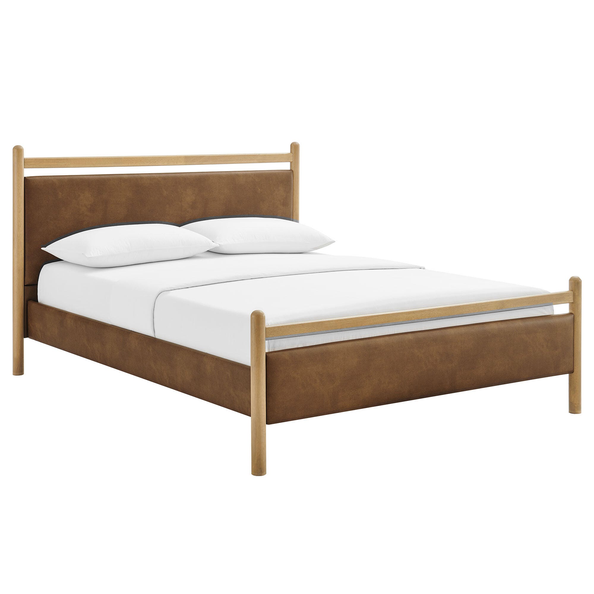 Modway Ginny Solid King Platform Bed, Light Oak/Canyon, large