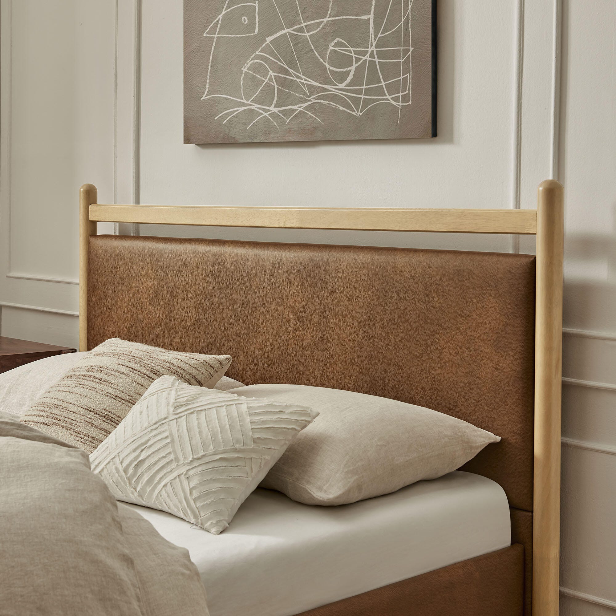 Modway Ginny Solid King Platform Bed, Light Oak/Canyon, large