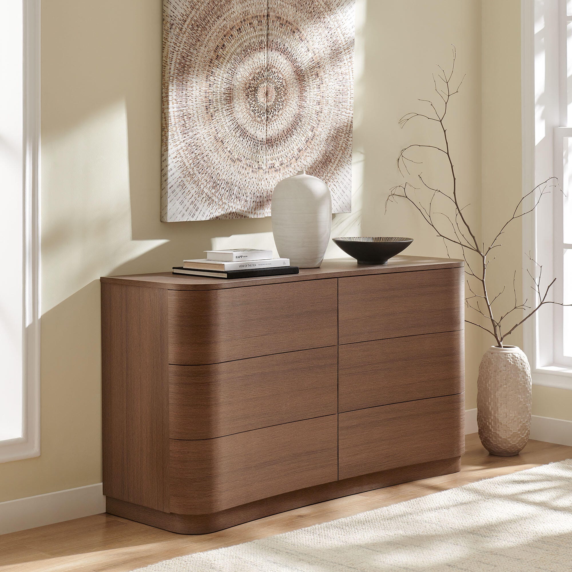 Modway Mirae 6 Drawer Dresser, Brushed Brown, rollover