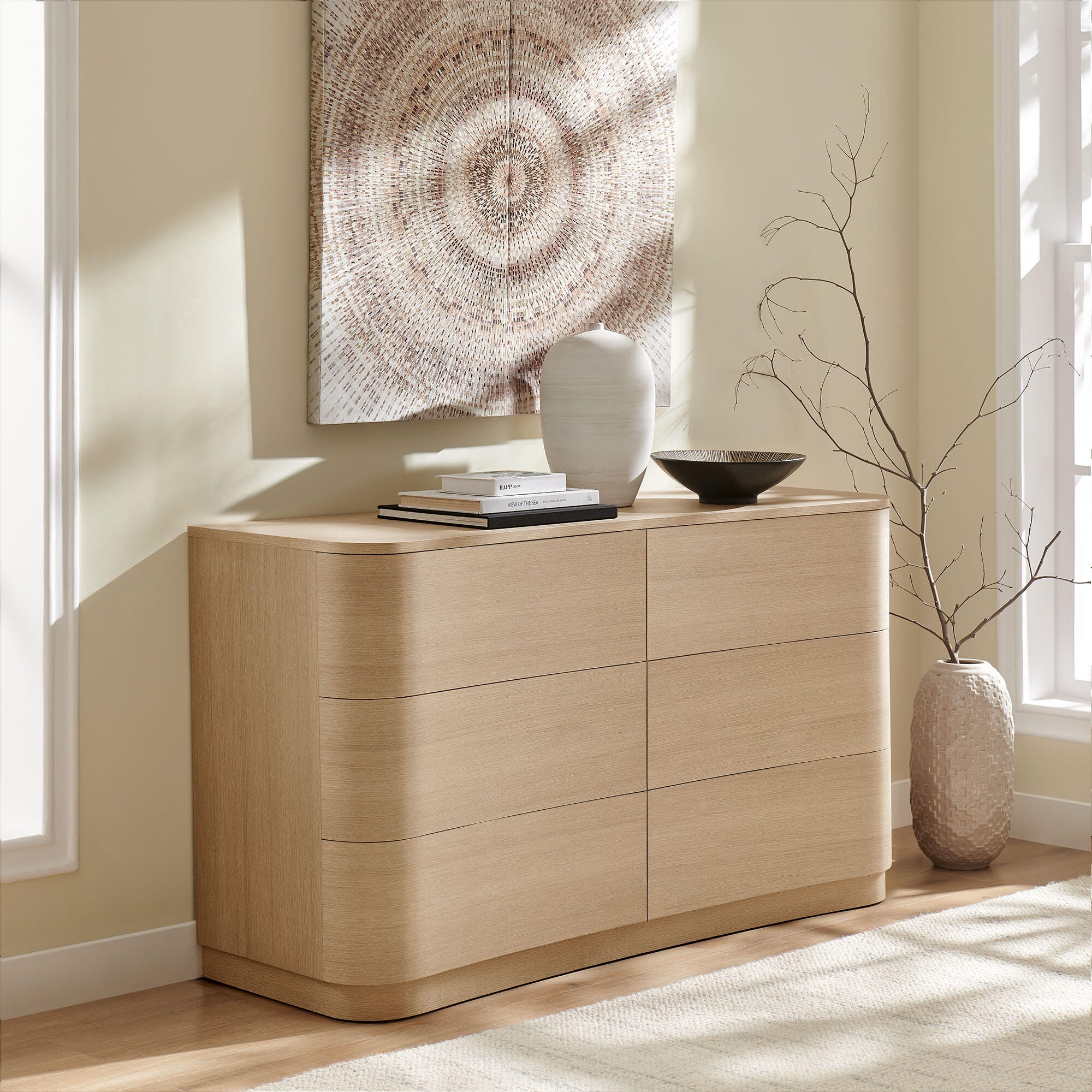 Modway Mirae 6 Drawer Dresser, Light Brown, large
