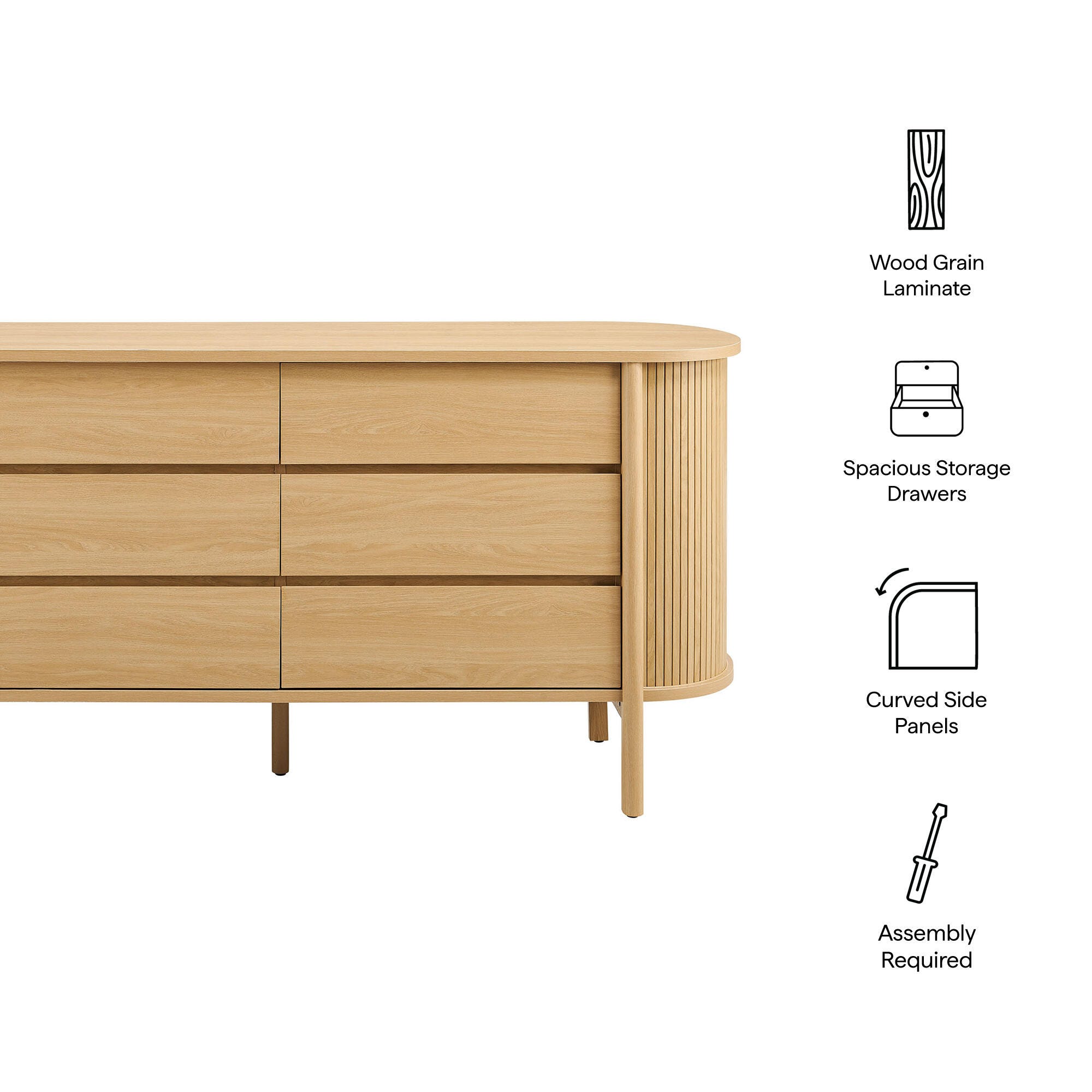 Modway Cadence 6 Drawer Dresser, Light Brown, large