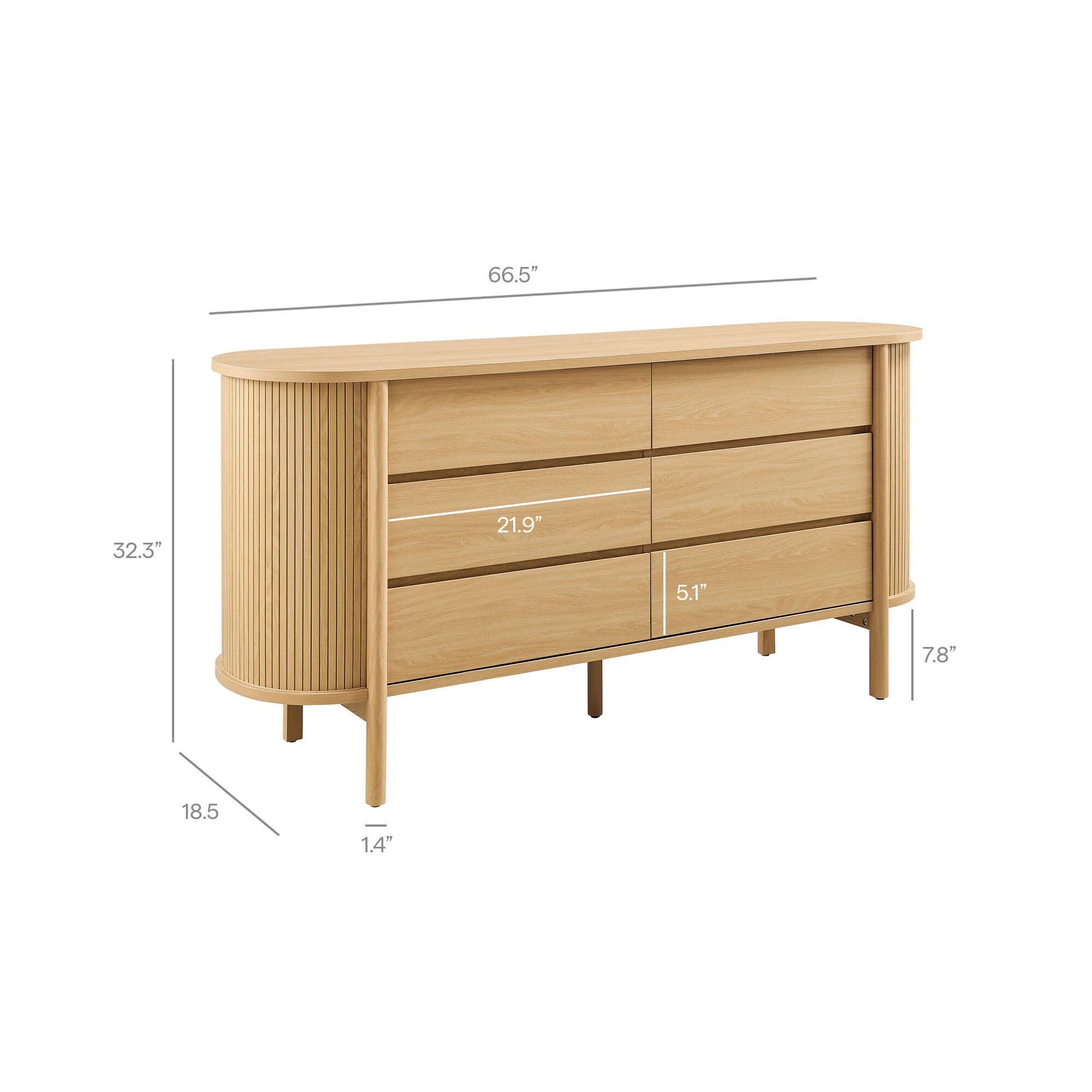 Modway Cadence 6 Drawer Dresser, Light Brown, large