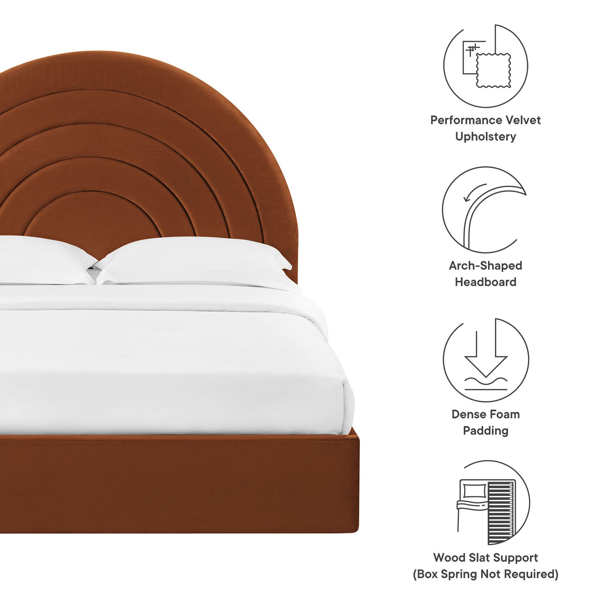 Modway Solana Full Platform Bed, Rust, large