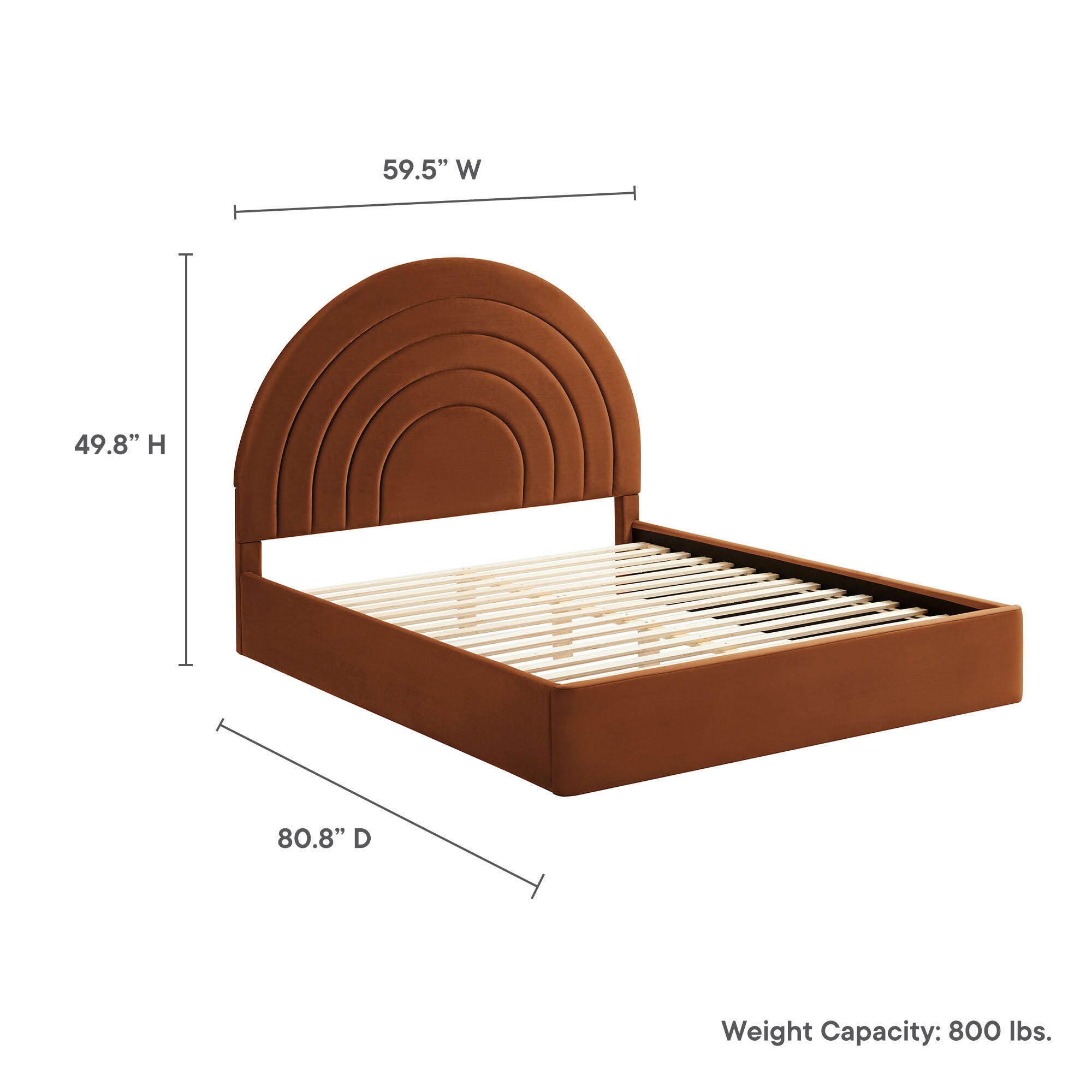 Modway Solana Full Platform Bed, Rust, large