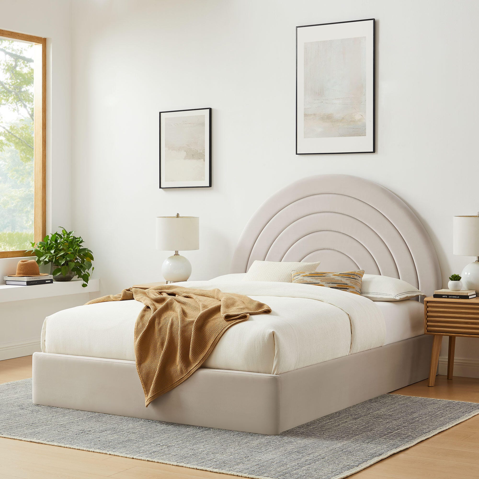 Modway Solana Full Platform Bed, Beige, rollover