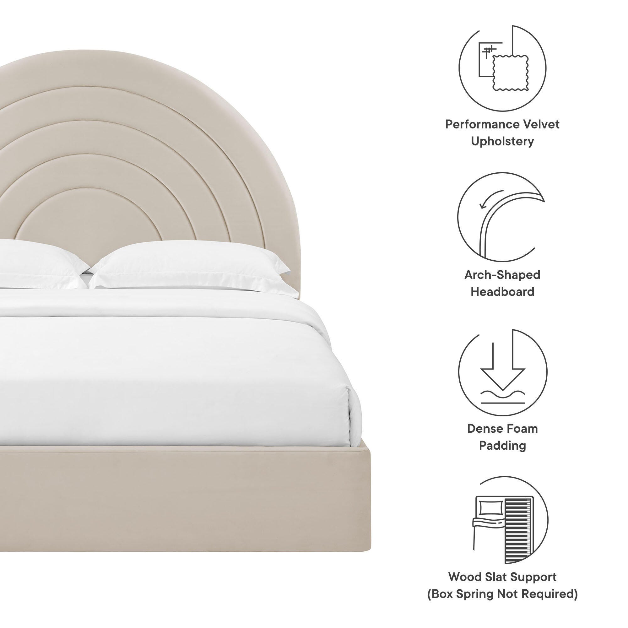 Modway Solana Full Platform Bed, Beige, large
