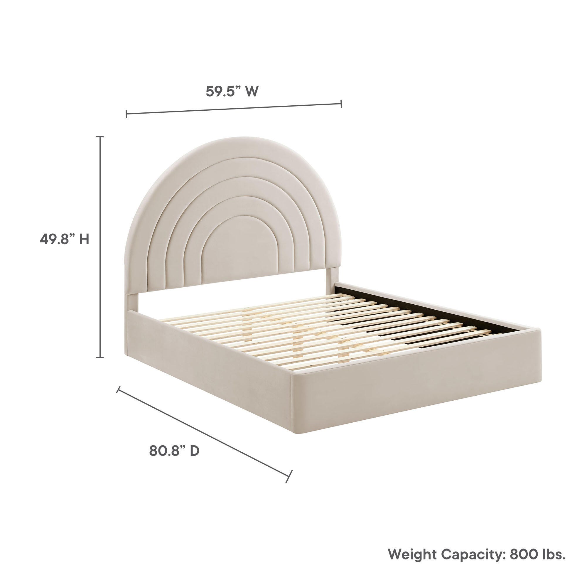 Modway Solana Full Platform Bed, Beige, large