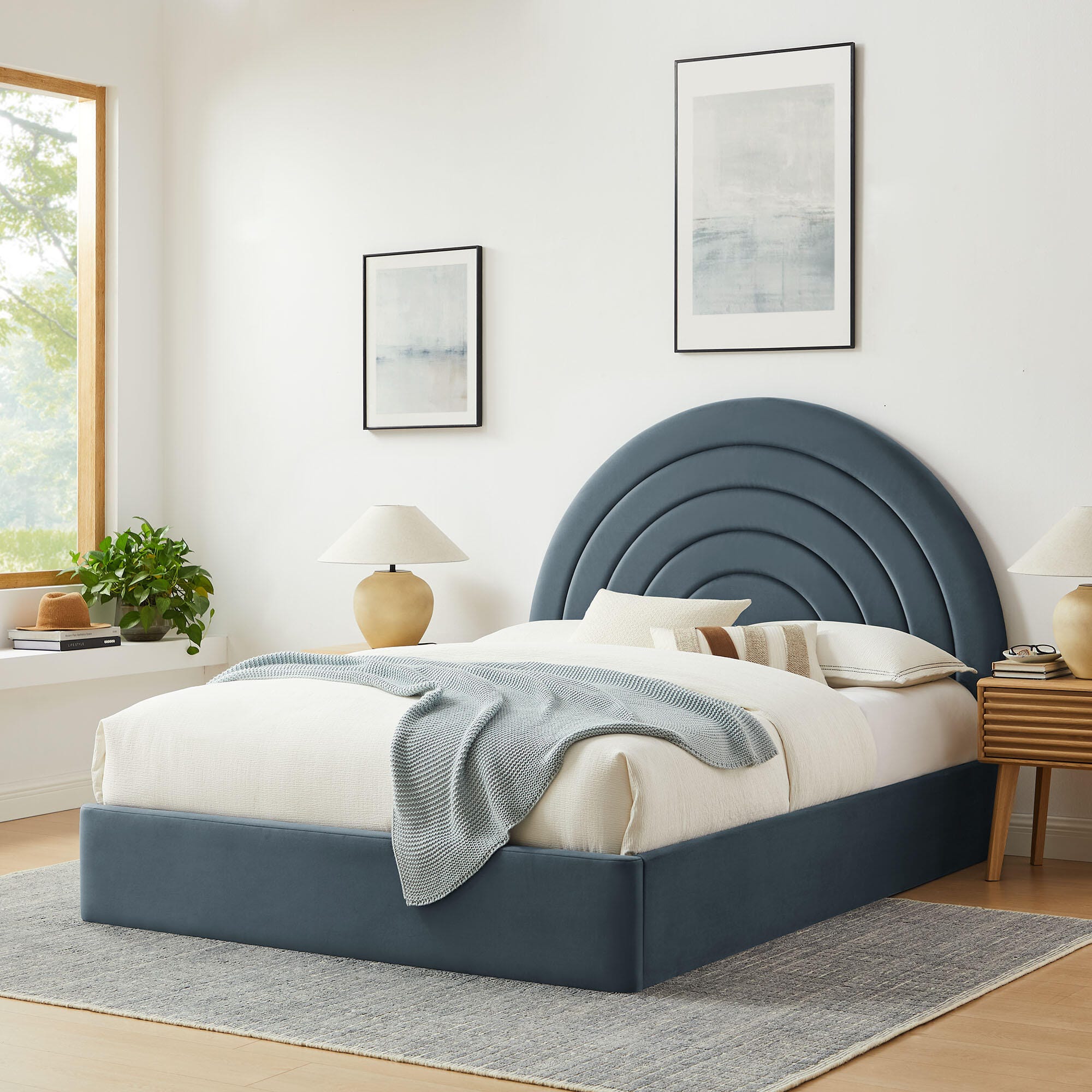 Modway Solana Full Platform Bed, Cadet Blue, rollover