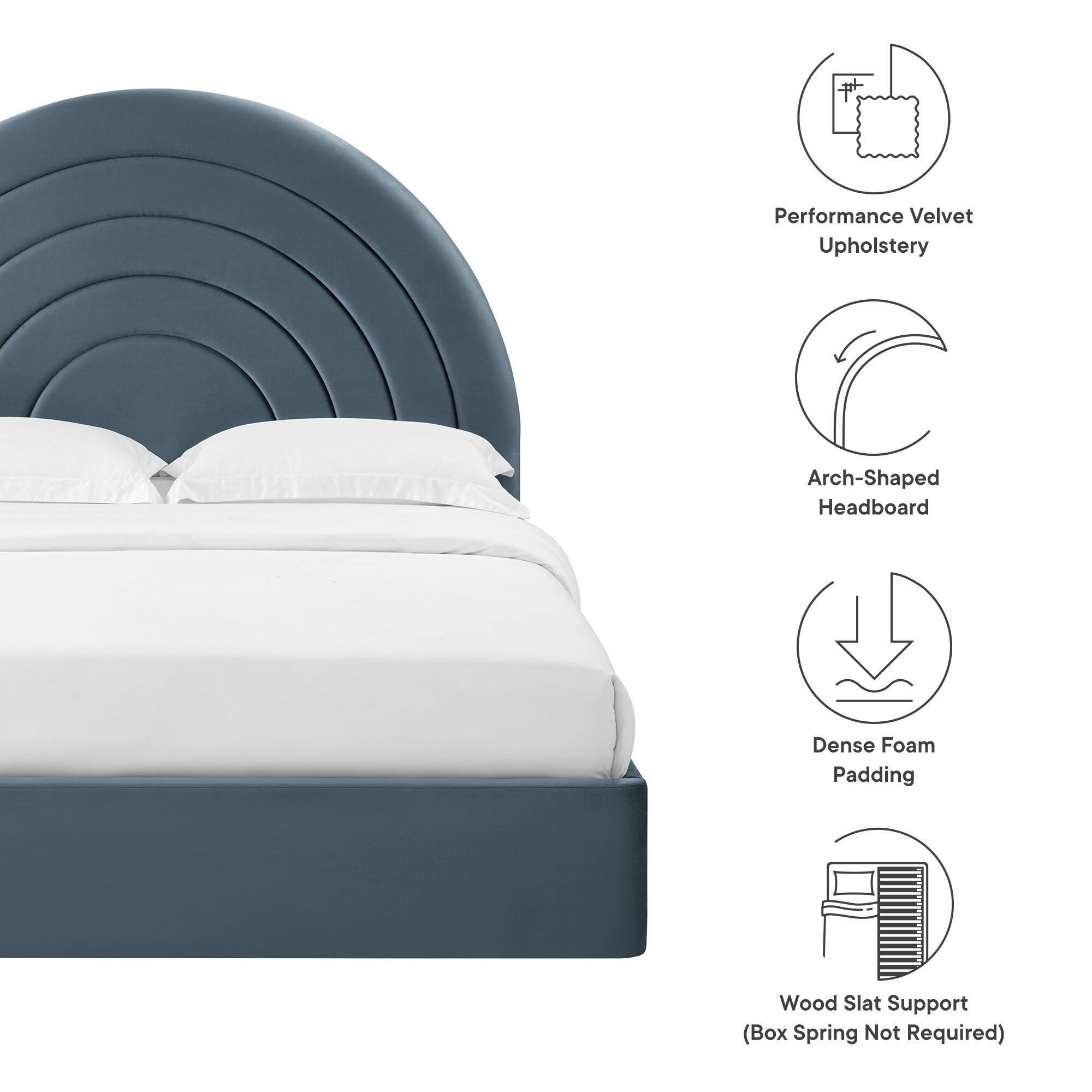 Modway Solana Full Platform Bed, Cadet Blue, large