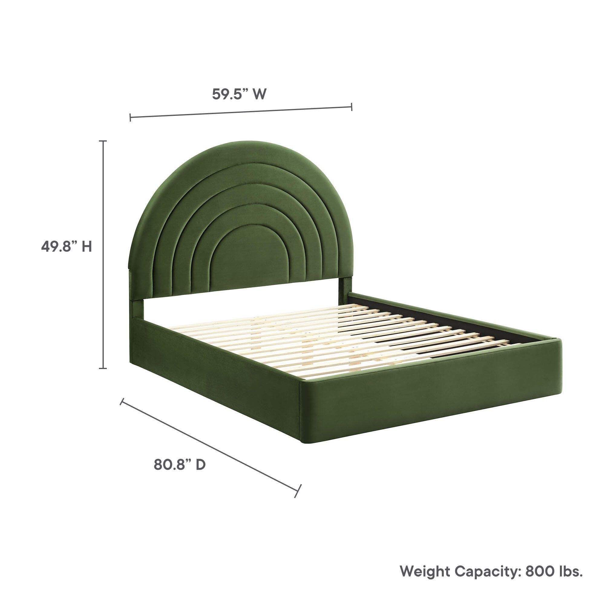 Modway Solana Full Platform Bed, Moss Green, large