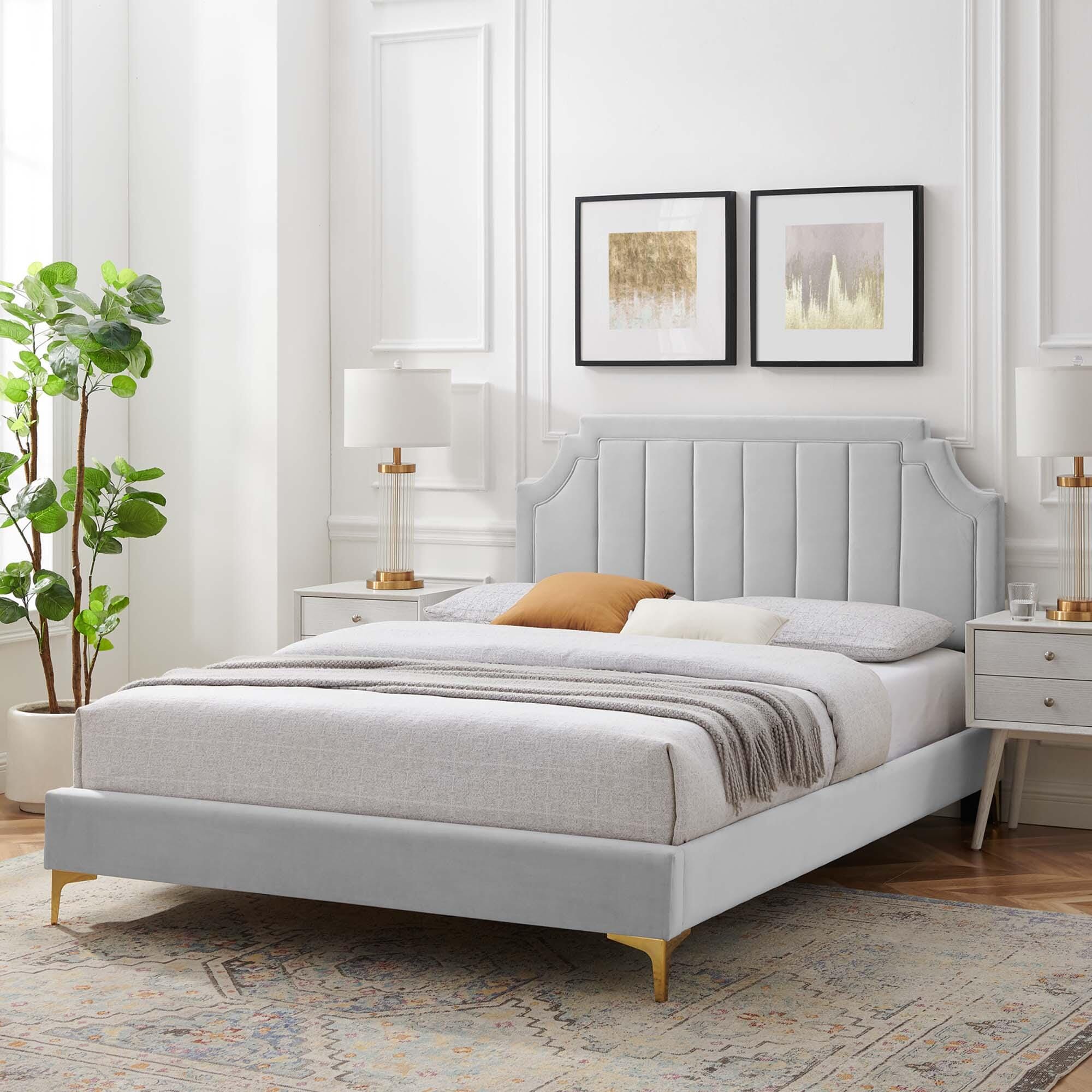 Modway Sienna Full Platform Bed, Light Gray, rollover