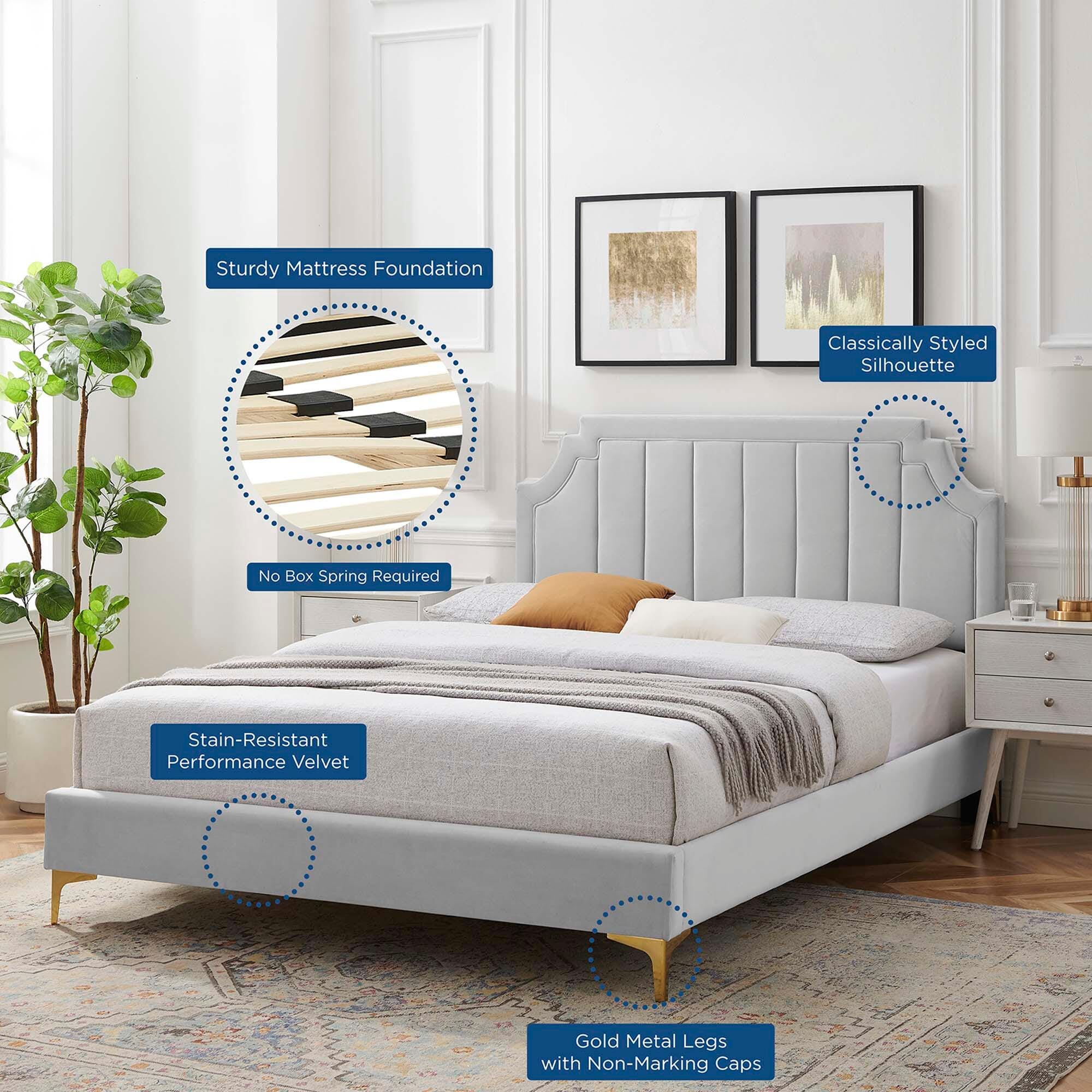 Modway Sienna Full Platform Bed, Light Gray, large
