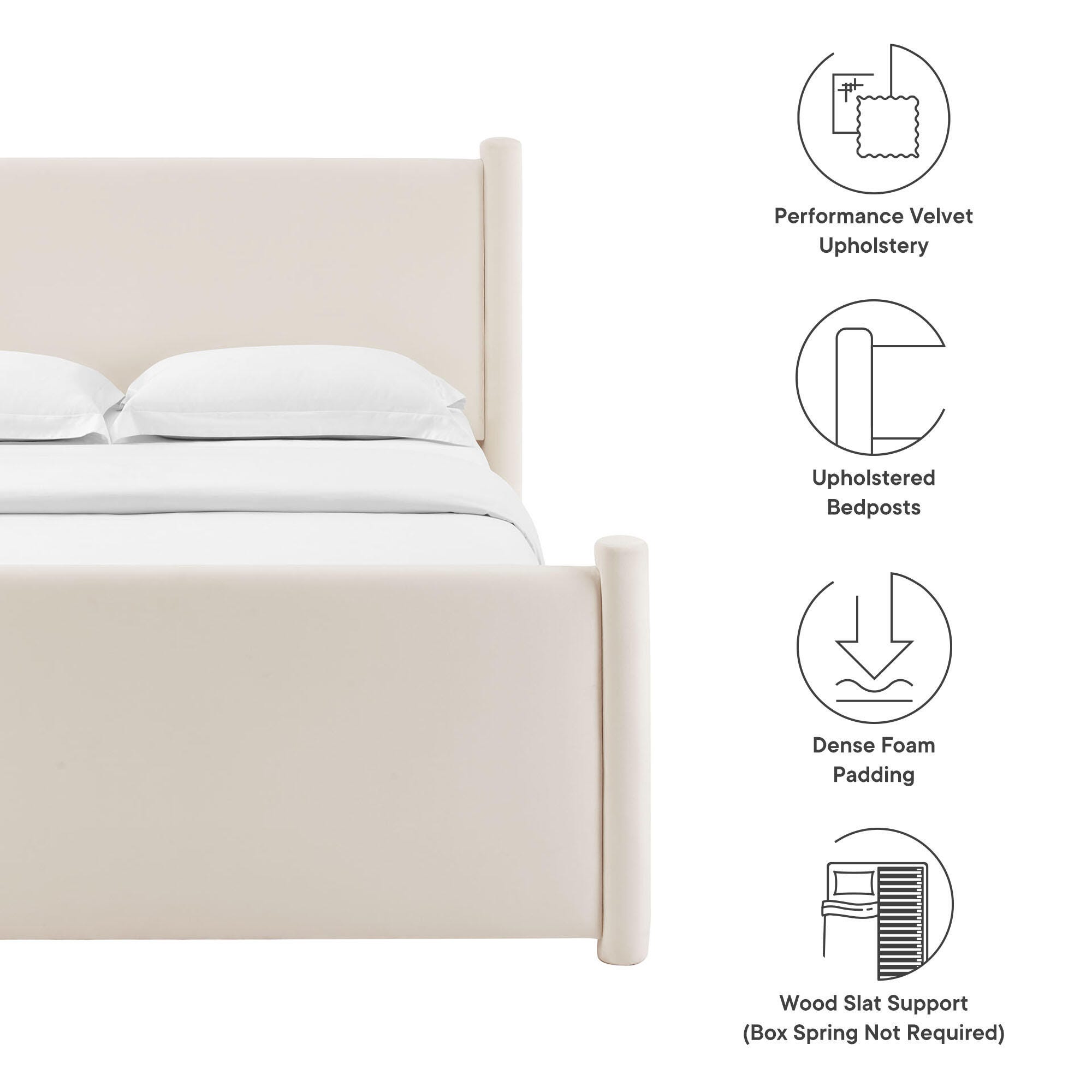 Modway Rael Full Platform Bed, Ivory, large