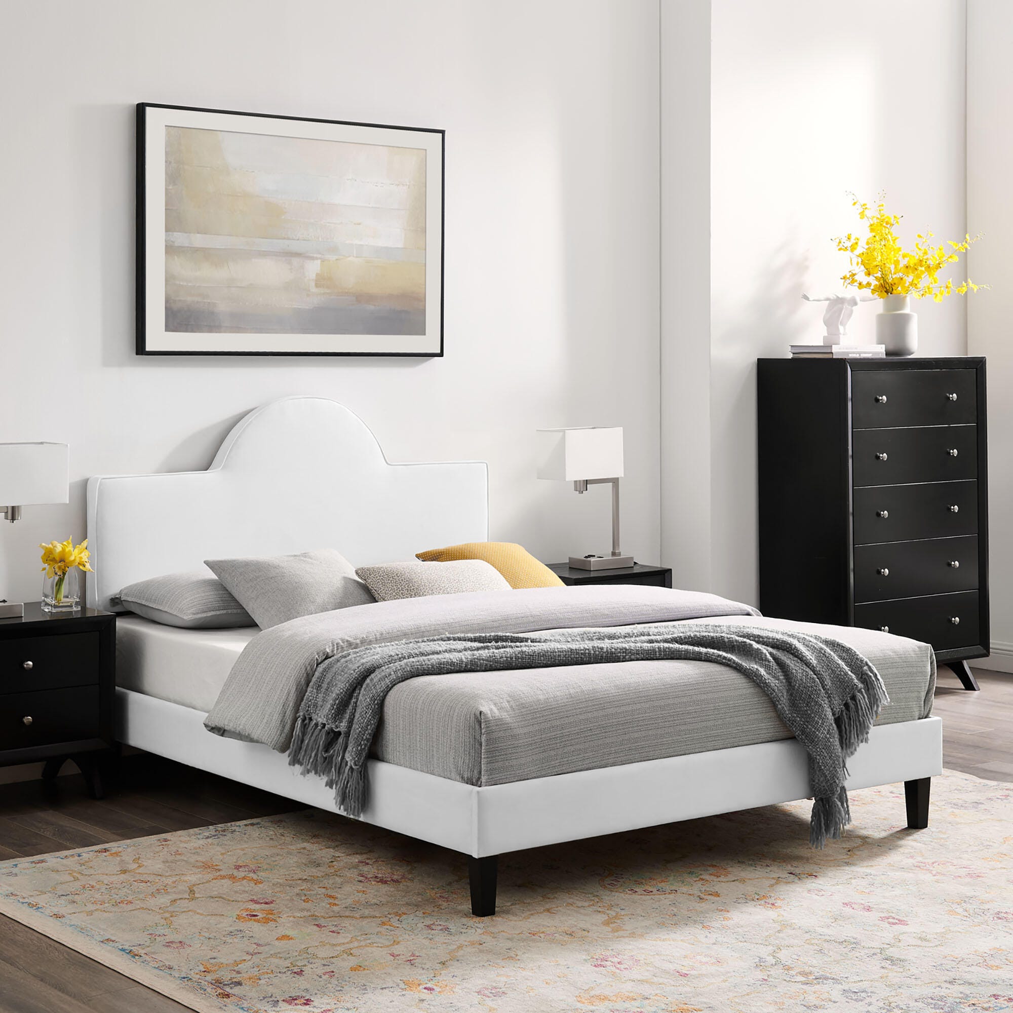 Modway Soleil King Platform Bed, White, rollover